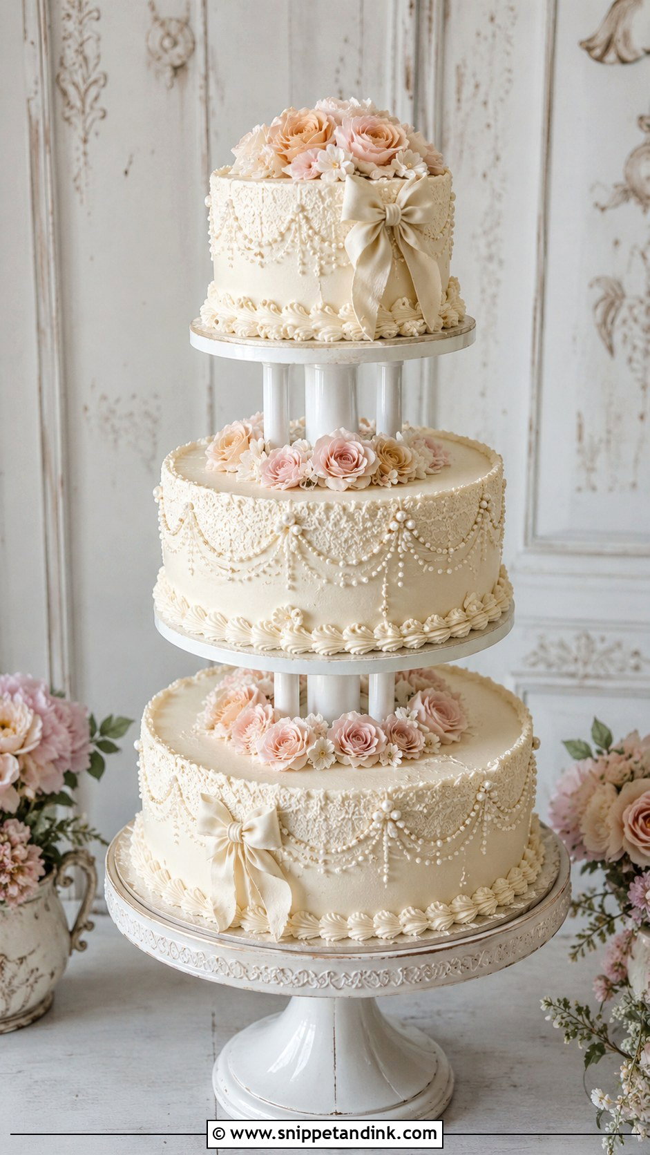 3 Tier Floating Vintage Wedding Cake - Snippet and Ink - 20 3 Tier Floating Wedding Cake Ideas