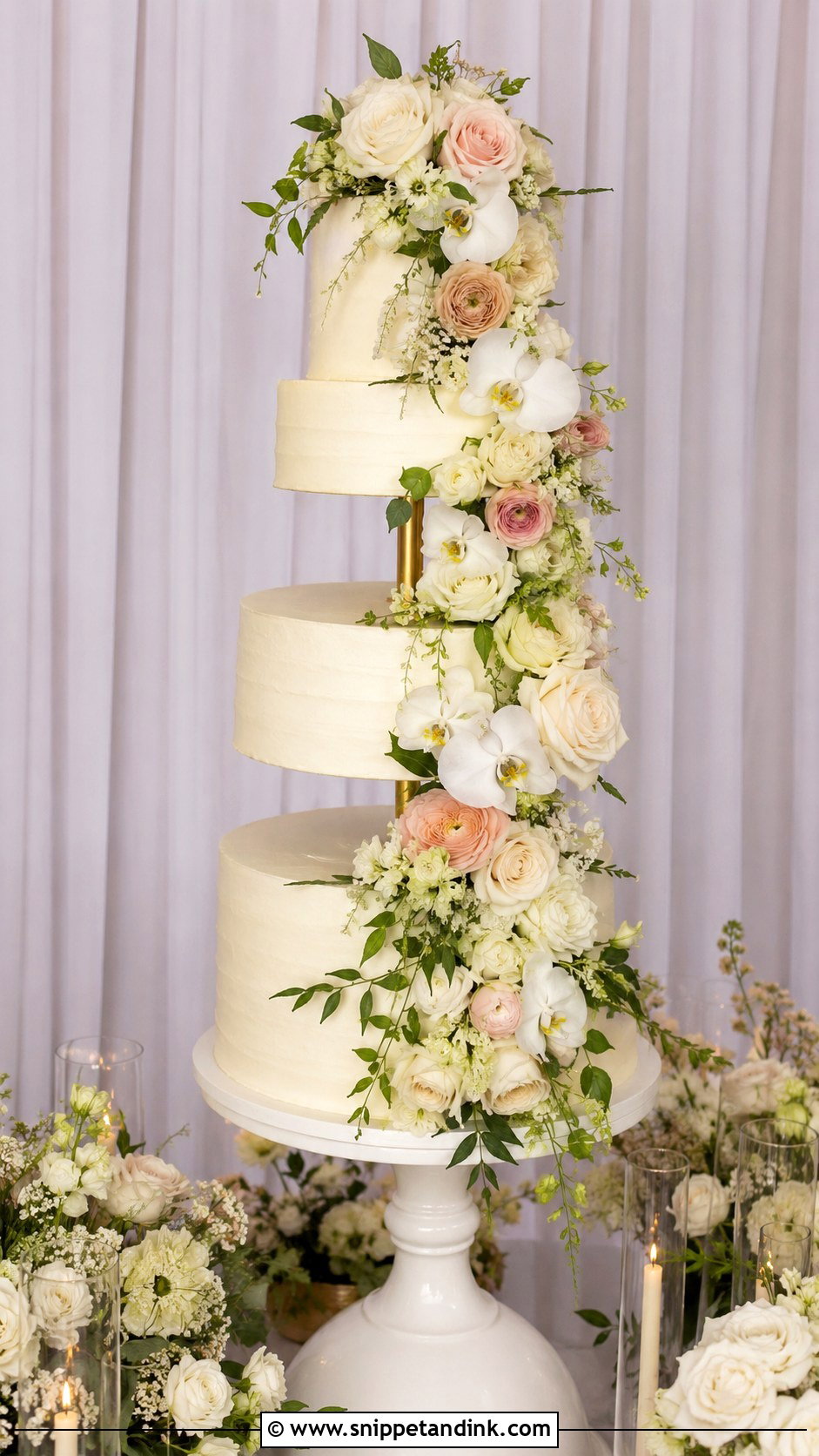 3 Tier Floating Waterfall Flower Wedding Cake - Snippet and Ink - 20 3 Tier Floating Wedding Cake Ideas