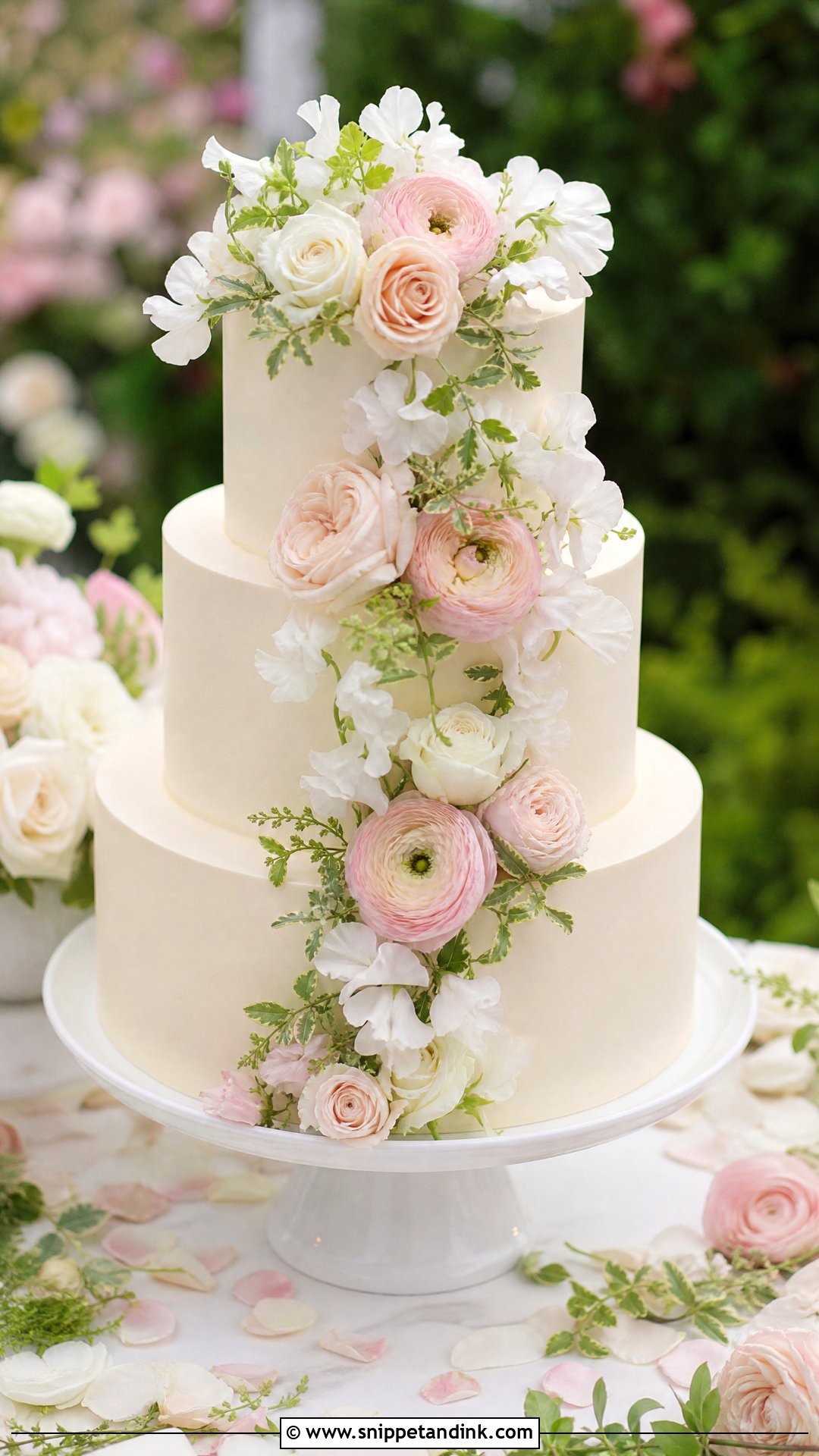 3 Tier Floral Wedding Cake - Snippet and Ink - 30 3 Tier Cake Ideas for Wedding