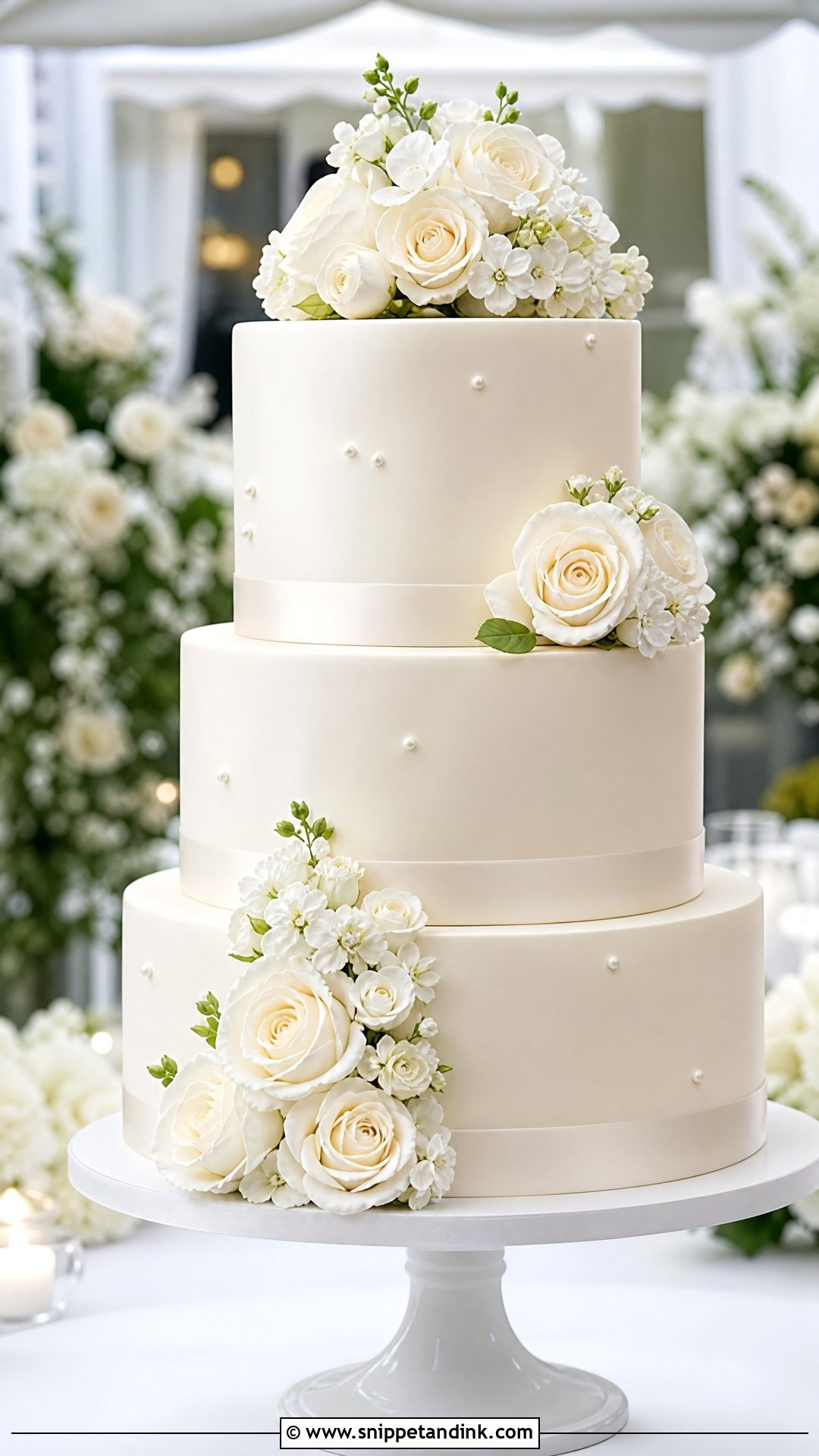 3 Tier Fondant Wedding Cake - Snippet and Ink - 30 3 Tier Cake Ideas for Wedding