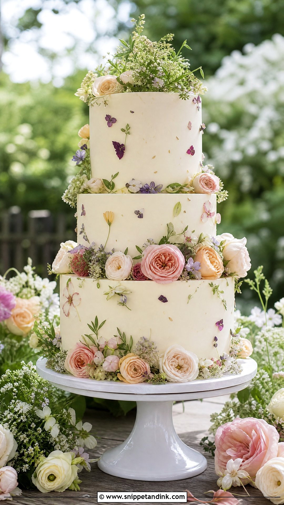 3 Tier Garden Wedding Cake - Snippet and Ink - 30 3 Tier Cake Ideas for Wedding