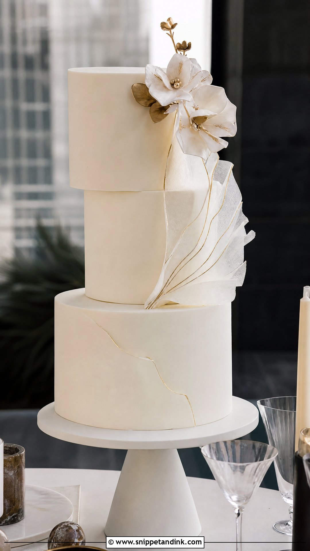 3 Tier Modern Wedding Cake - Snippet and Ink - 30 3 Tier Cake Ideas for Wedding