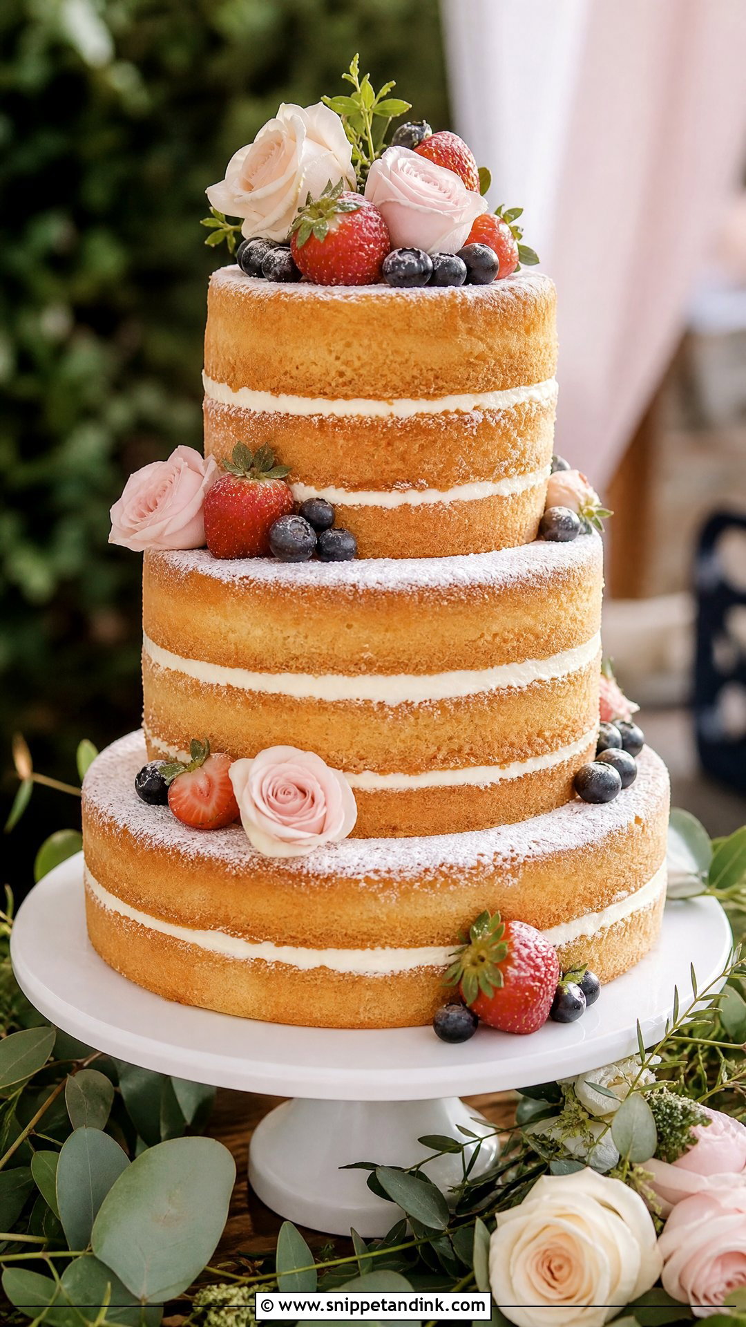 3 Tier Naked Wedding Cake - Snippet and Ink - 30 3 Tier Cake Ideas for Wedding