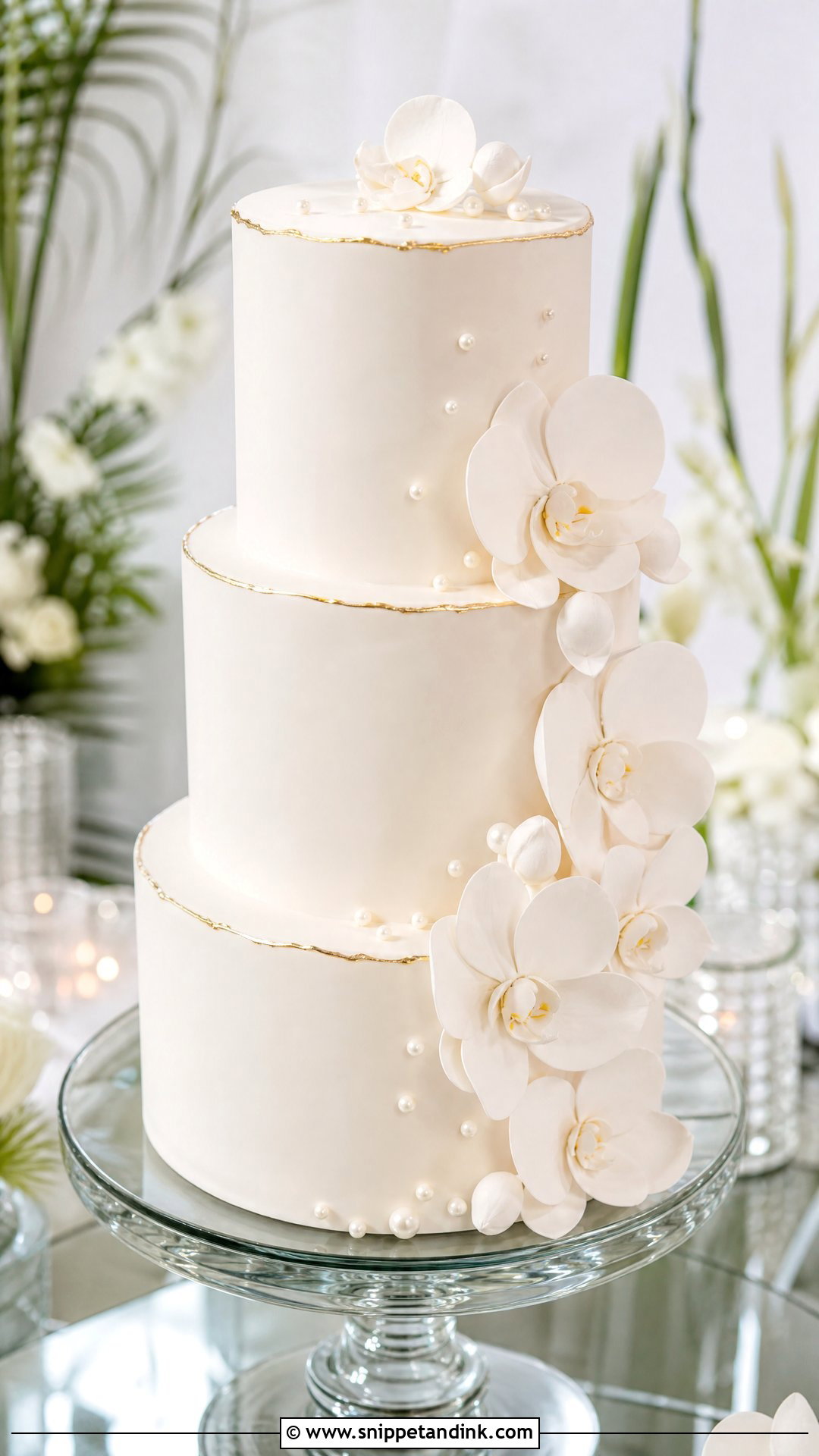 3 Tier Orchid Wedding Cake - Snippet and Ink - 30 3 Tier Cake Ideas for Wedding