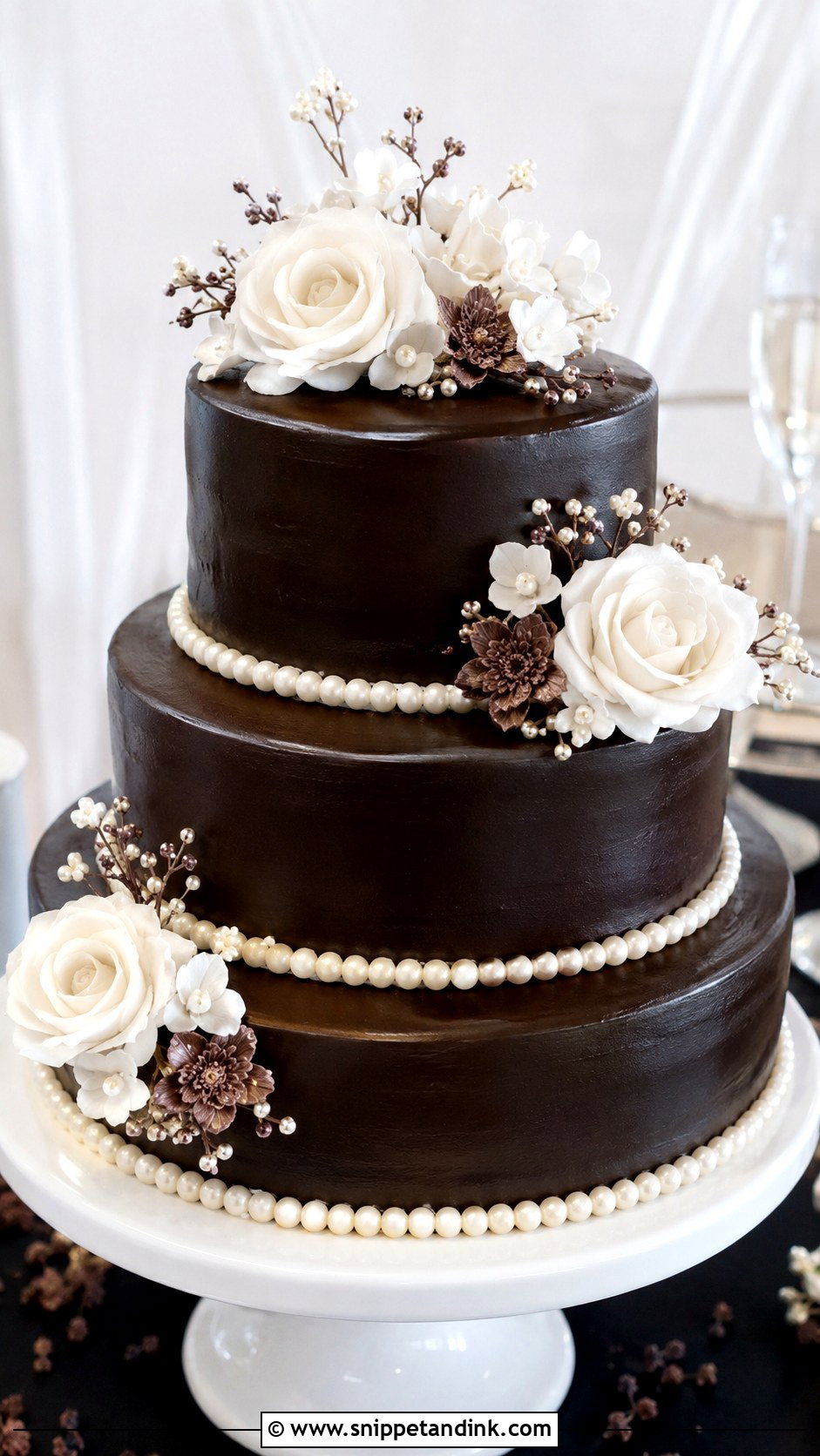 3 Tier Pearl Wedding Cake With Chocolate - Snippet and Ink - 20 3 Tier Pearl Wedding Cake Ideas