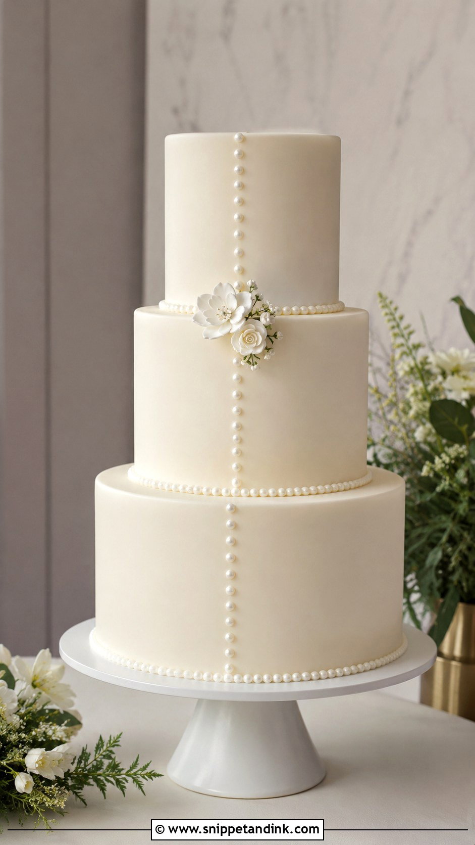 3 Tier Pearl Wedding Cake With Minimalist Style - Snippet and Ink - 20 3 Tier Pearl Wedding Cake Ideas