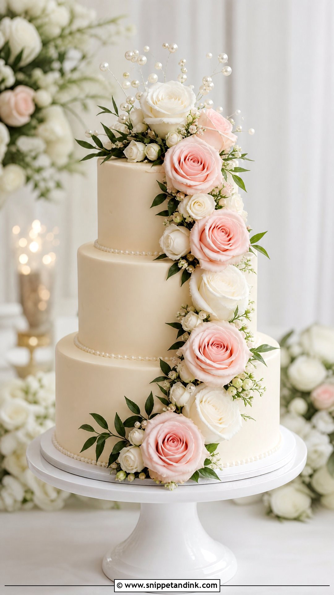 3 Tier Rose Wedding Cake - Snippet and Ink - 30 3 Tier Cake Ideas for Wedding