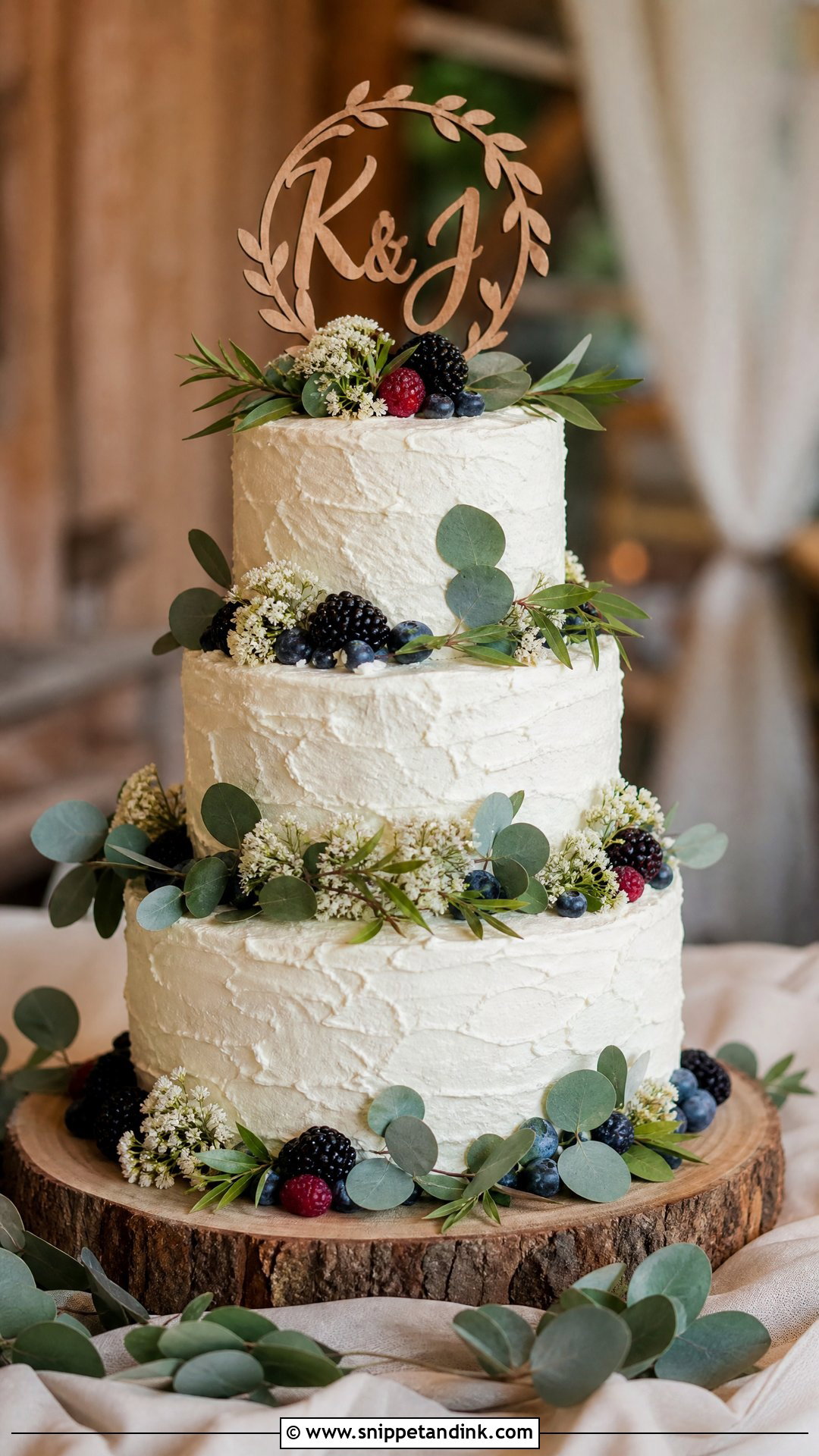 3 Tier Rustic Wedding Cake - Snippet and Ink - 30 3 Tier Cake Ideas for Wedding
