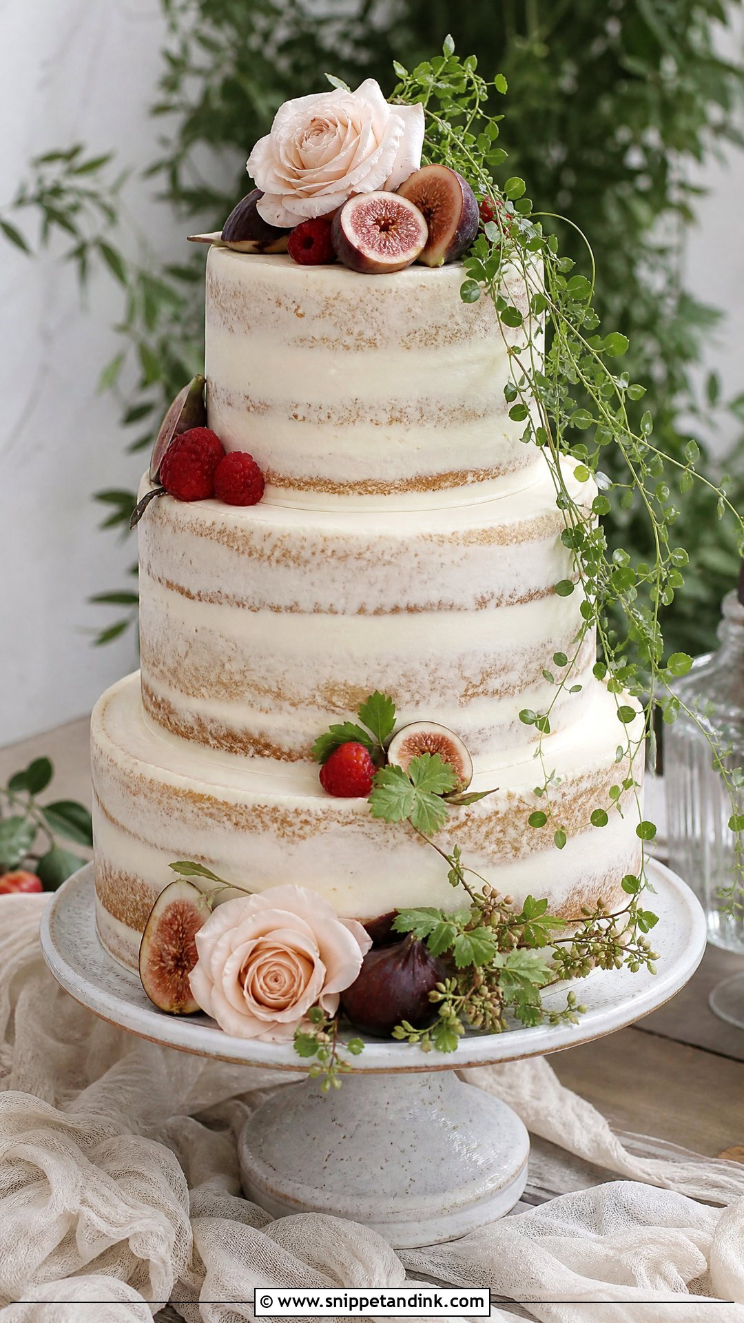 3 Tier Semi Naked Wedding Cake - Snippet and Ink - 30 3 Tier Cake Ideas for Wedding