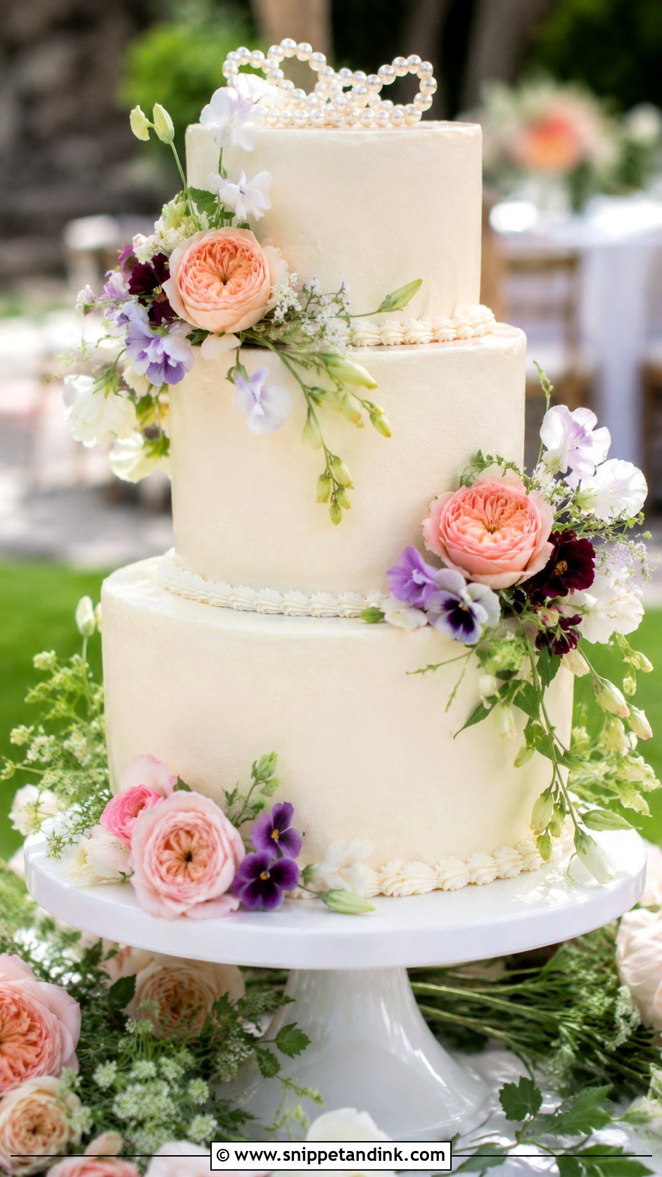 3 Tier Vintage Garden Wedding Cake - Snippet and Ink - 20 3 Tier Vintage Cake Ideas for Wedding