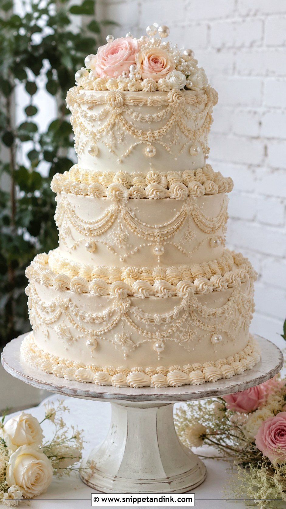 3 Tier Vintage Lambeth Wedding Cake - Snippet and Ink - 20 3 Tier Vintage Cake Ideas for Wedding
