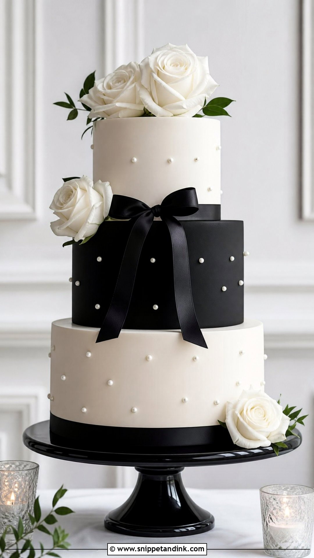 3 Tier Wedding Cake With Black And White - Snippet and Ink - 25 3 Tier Wedding Cake Ideas