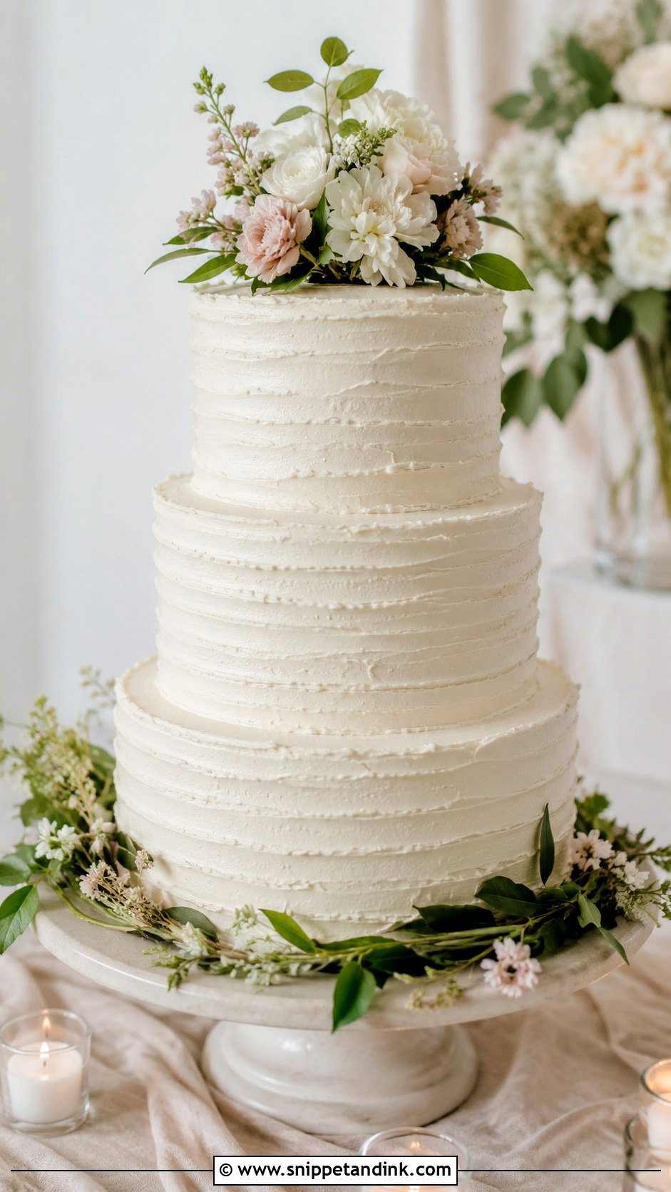 3 Tier Wedding Cake With Buttercream Texture - Snippet and Ink - 20 3 Wedding Cakes Display Ideas