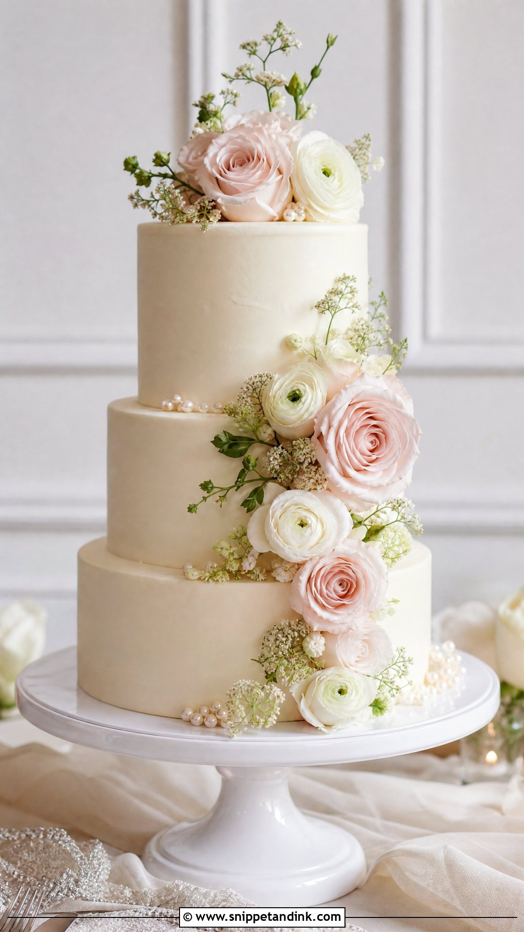 3 Tier Wedding Cake With Fresh Flowers - Snippet and Ink - 25 3 Tier Wedding Cake Ideas