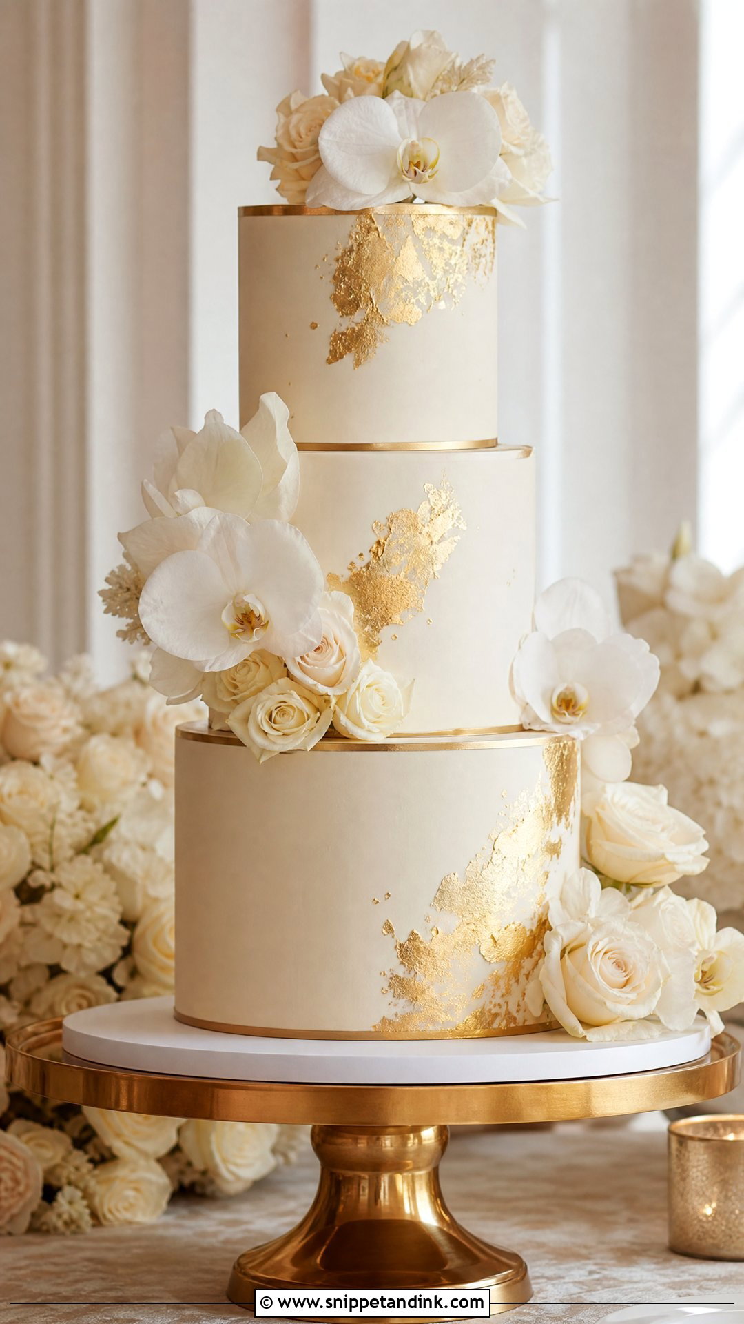 3 Tier Wedding Cake With Gold - Snippet and Ink - 25 3 Tier Wedding Cake Ideas