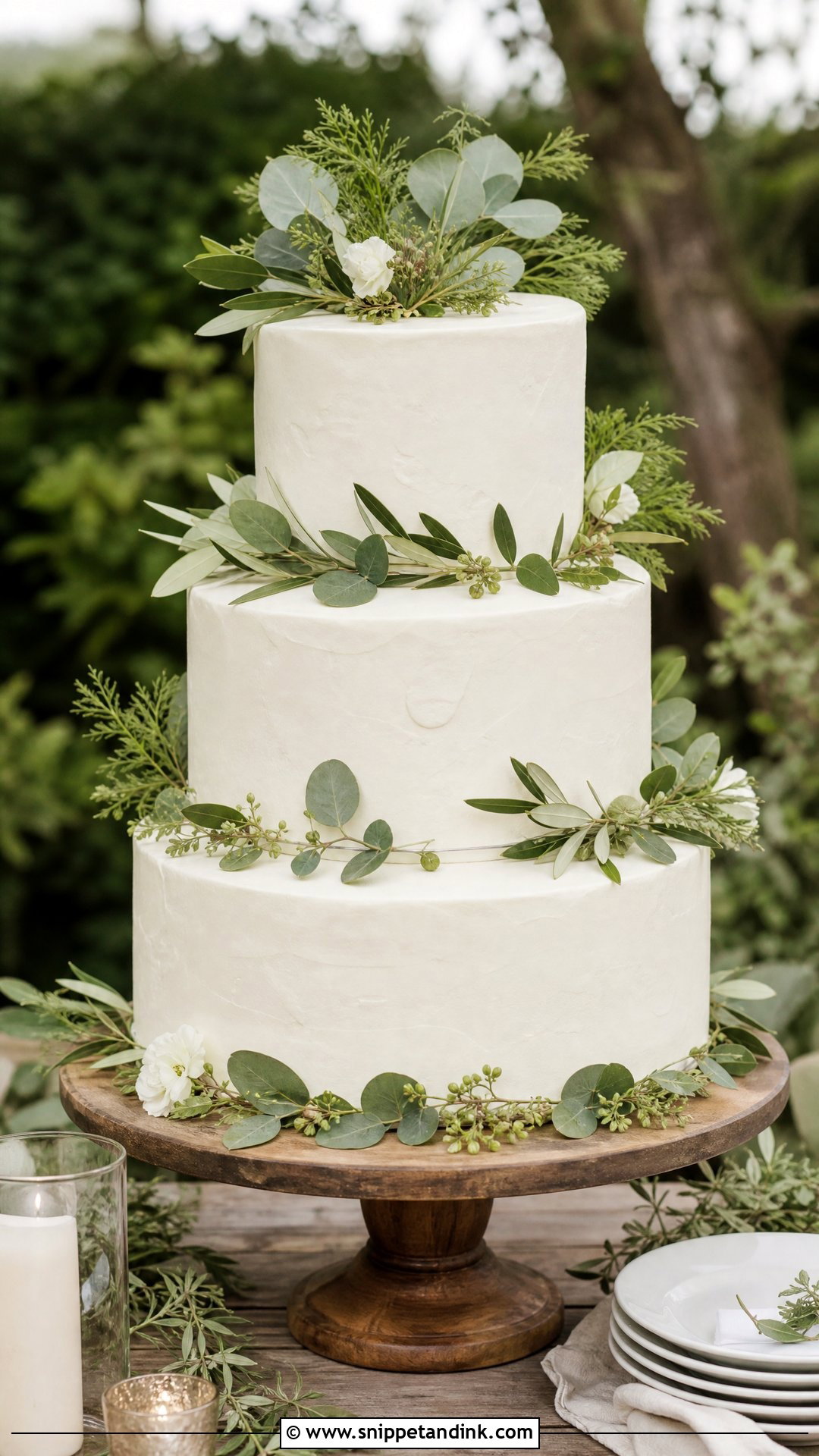 3 Tier Wedding Cake With Greenery - Snippet and Ink - 25 3 Tier Wedding Cake Ideas