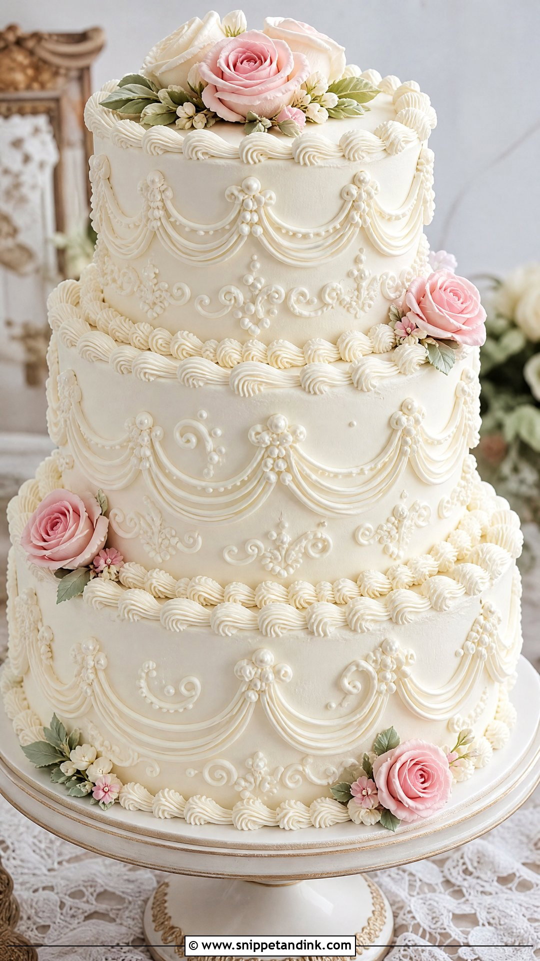 3 Tier Wedding Cake With Lambeth Piping - Snippet and Ink - 25 3 Tier Wedding Cake Ideas