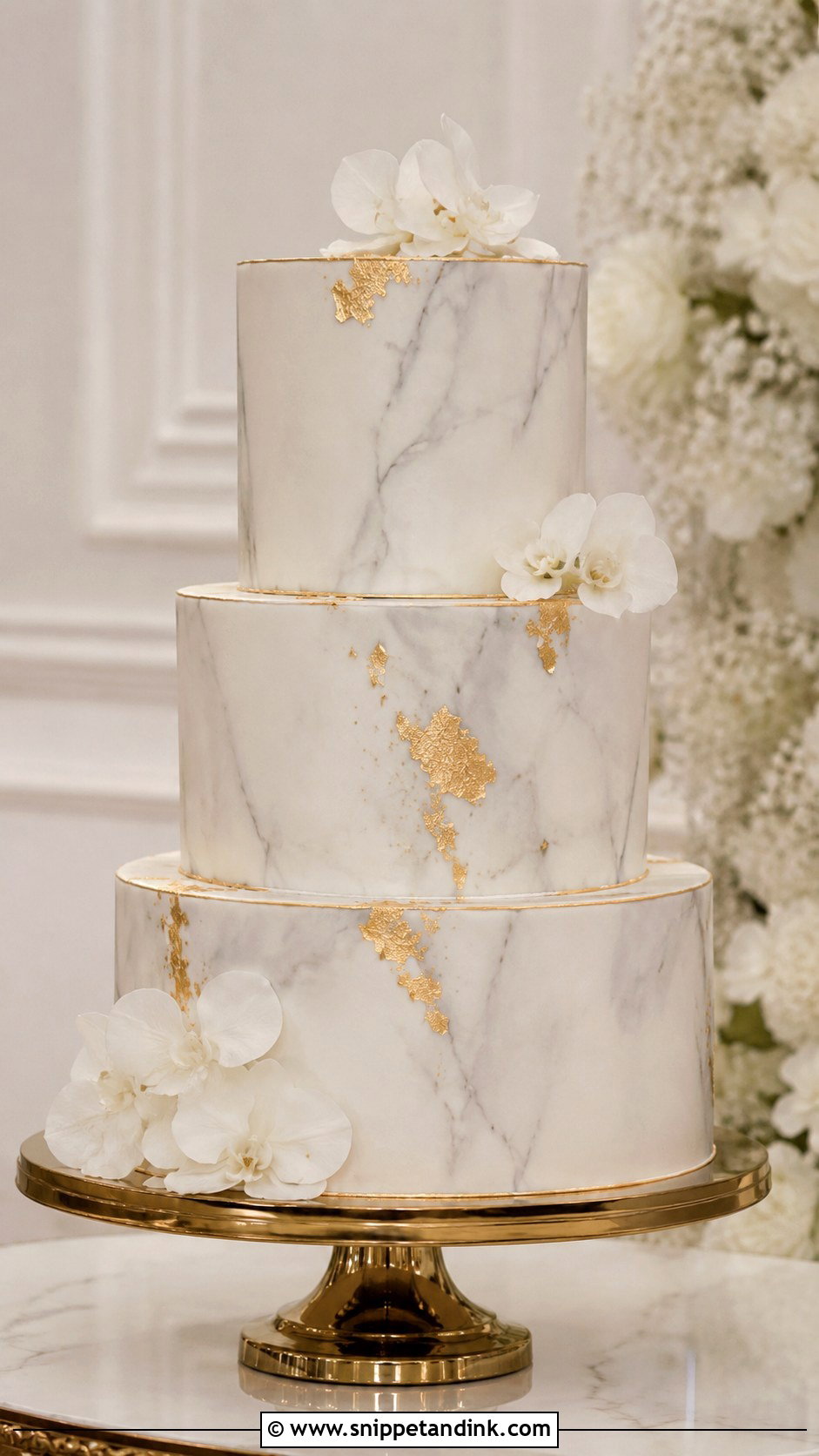 3 Tier Wedding Cake With Marble - Snippet and Ink - 20 Elegant 3 Tier Wedding Cake Ideas