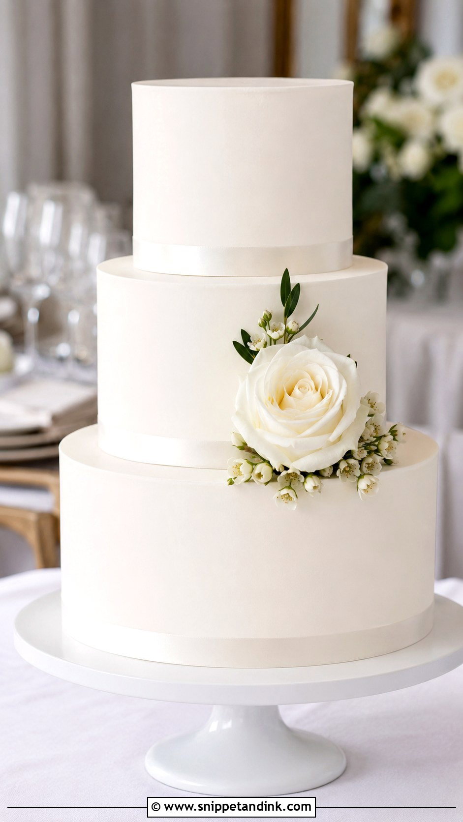3 Tier Wedding Cake With Minimal Flowers - Snippet and Ink - 20 Elegant 3 Tier Wedding Cake Ideas