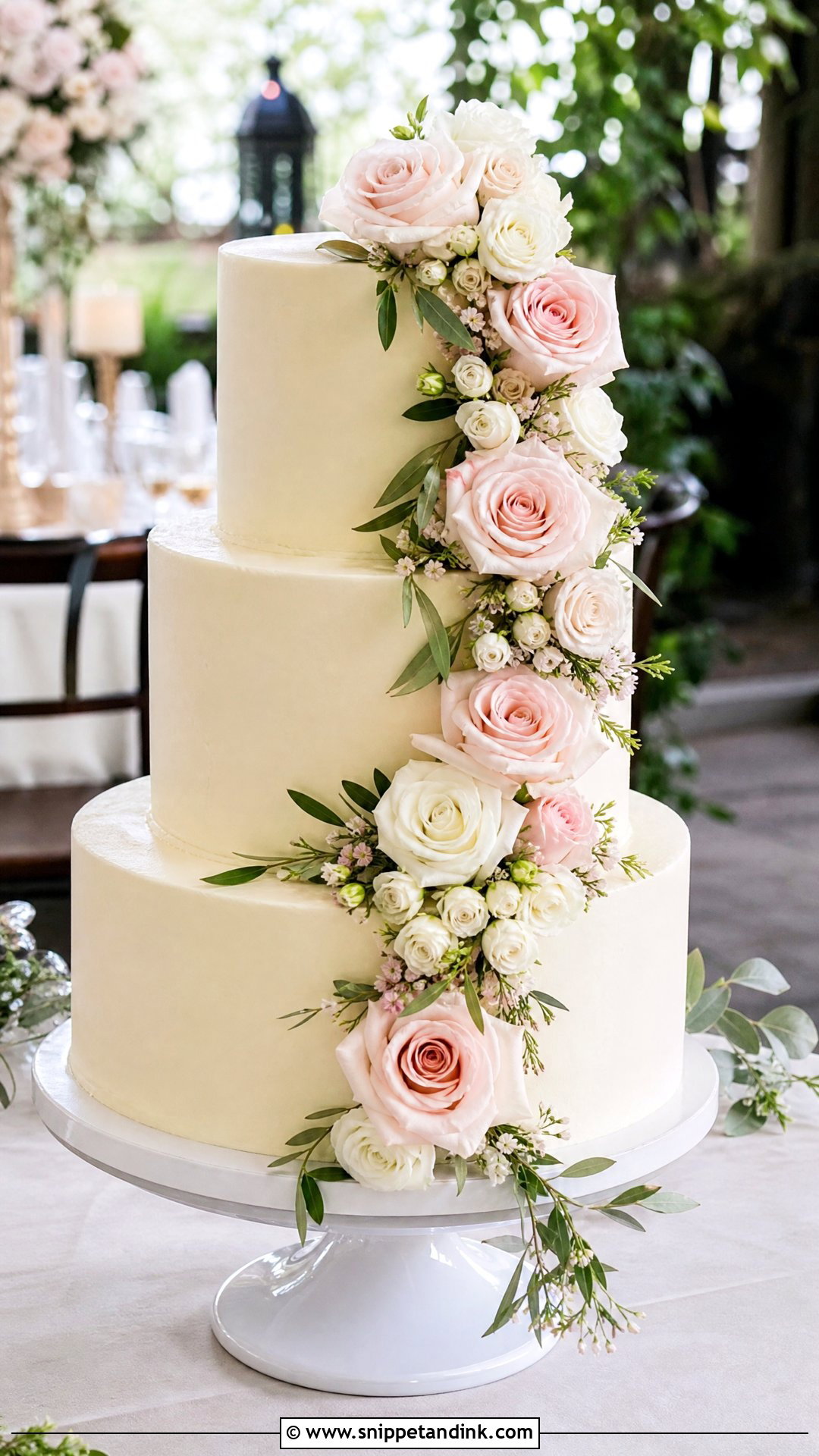 3 Tier Wedding Cake With Roses - Snippet and Ink - 25 3 Tier Wedding Cake Ideas