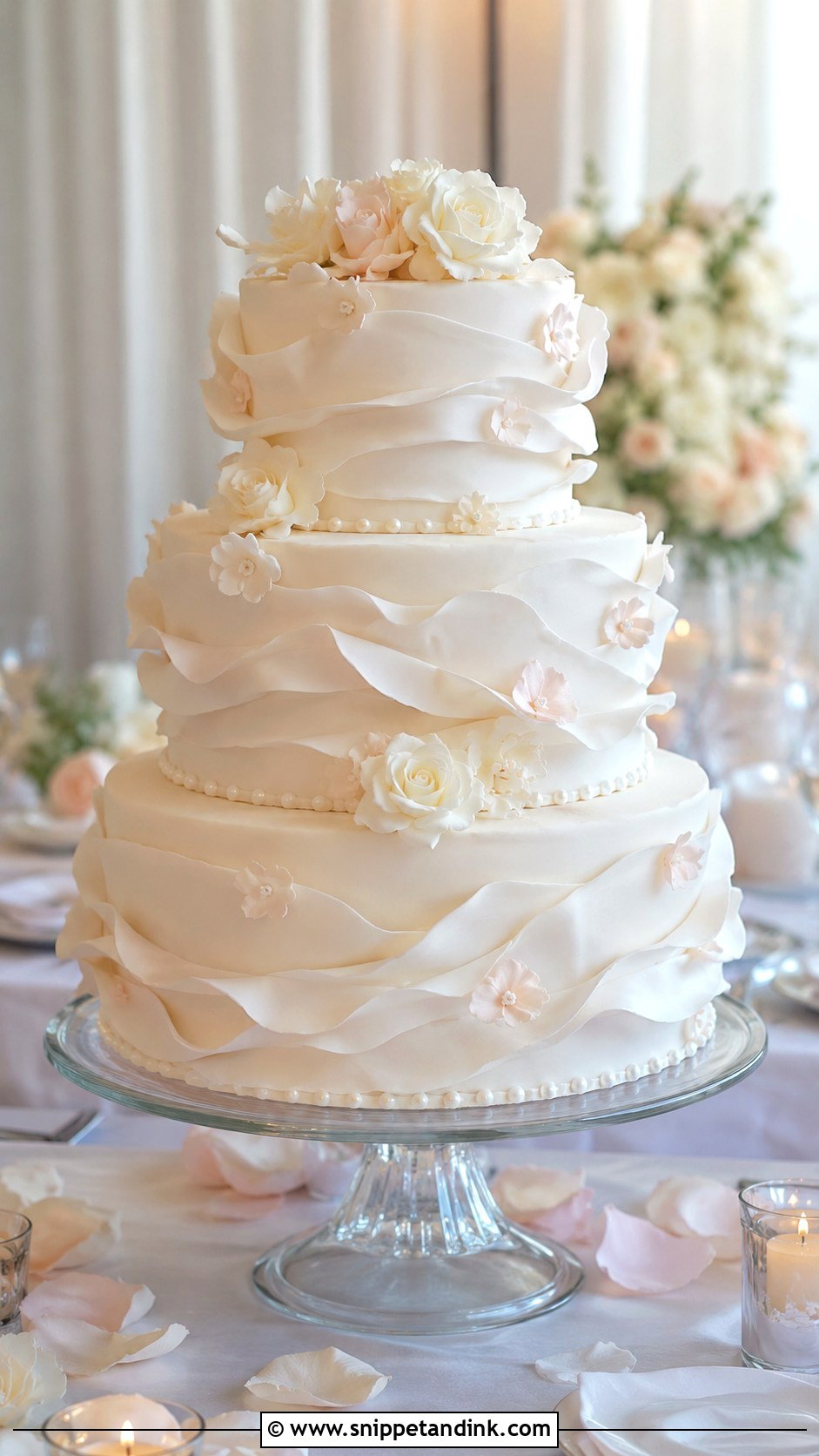 3 Tier Wedding Cake With Ruffles - Snippet and Ink - 20 Elegant 3 Tier Wedding Cake Ideas