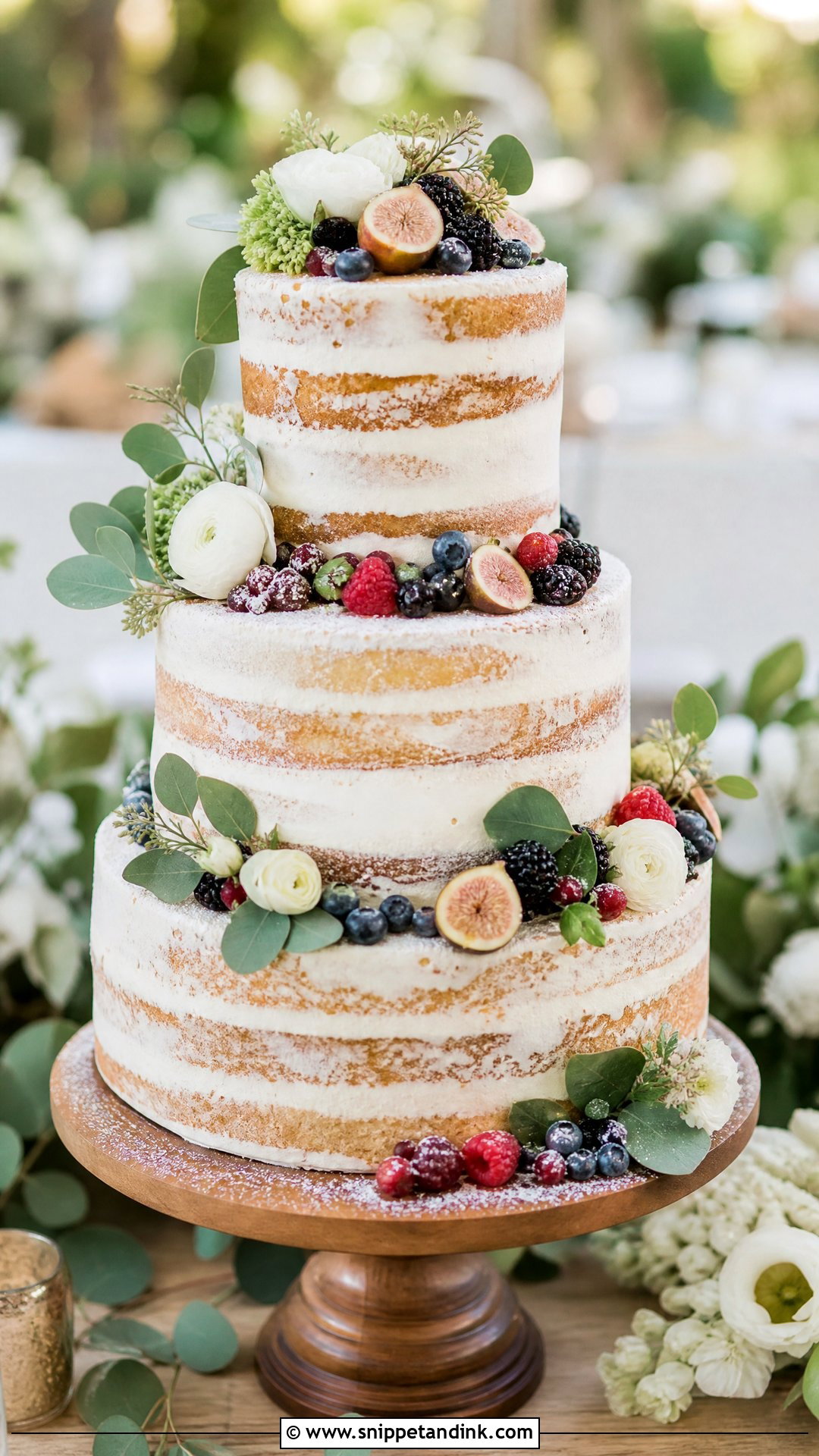 3 Tier Wedding Cake With Semi Naked Frosting - Snippet and Ink - 25 3 Tier Wedding Cake Ideas