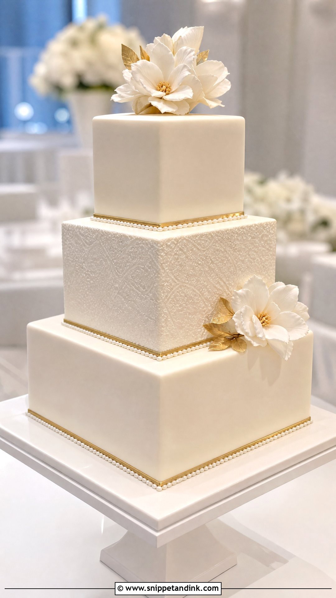 3 Tier Wedding Cake With Square Tiers - Snippet and Ink - 25 3 Tier Wedding Cake Ideas