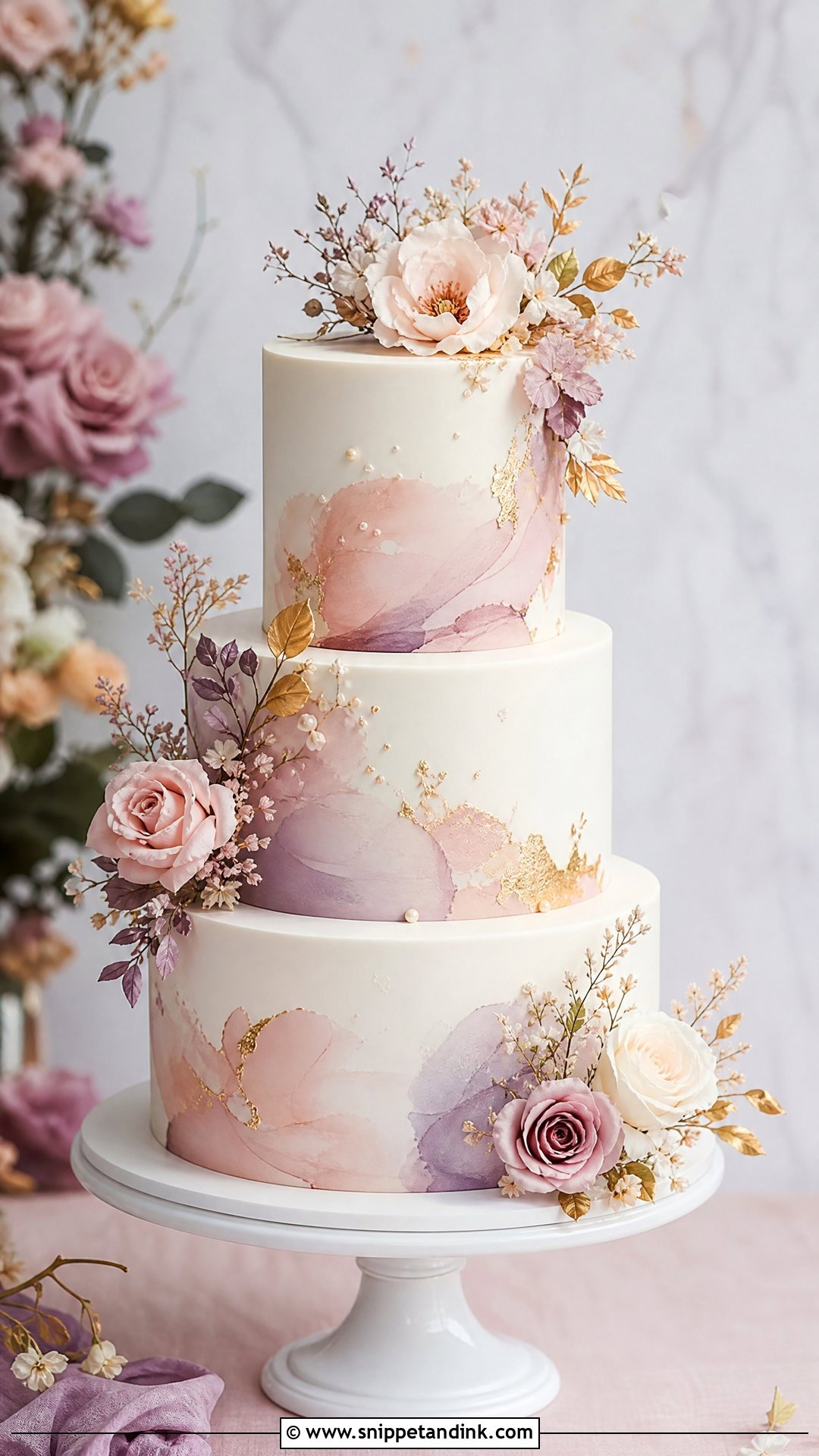 3 Tier Wedding Cake With Watercolor - Snippet and Ink - 25 3 Tier Wedding Cake Ideas