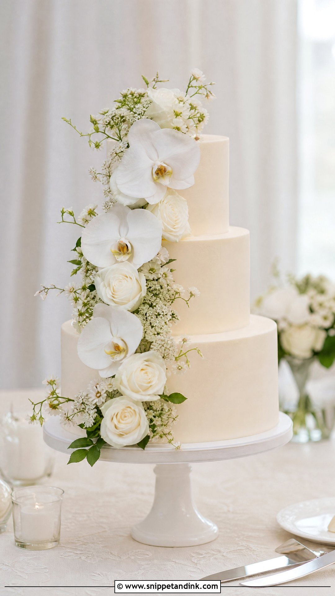3 Tier Wedding Cake With White Flowers - Snippet and Ink - 25 3 Tier Wedding Cake Ideas