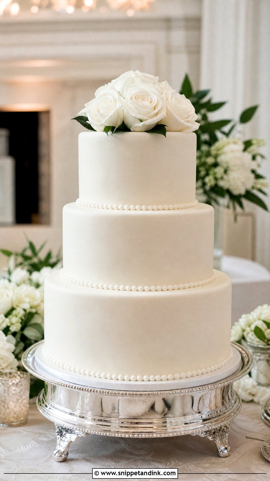 3 Tier White Wedding Cake - Snippet and Ink - 30 3 Tier Cake Ideas for Wedding