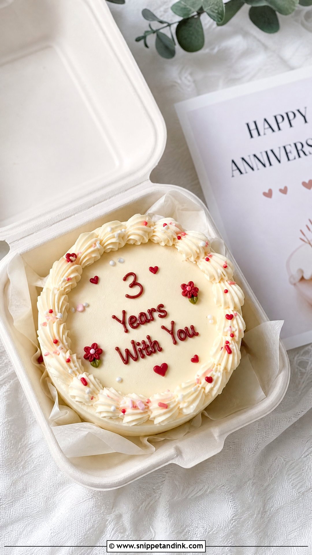 3 Year Anniversary Bento Cake - Snippet and Ink - 25 3 Year Anniversary Cake Ideas
