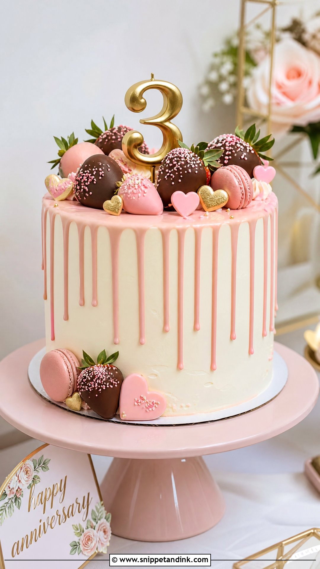 3 Year Anniversary Drip Cake - Snippet and Ink - 25 3 Year Anniversary Cake Ideas