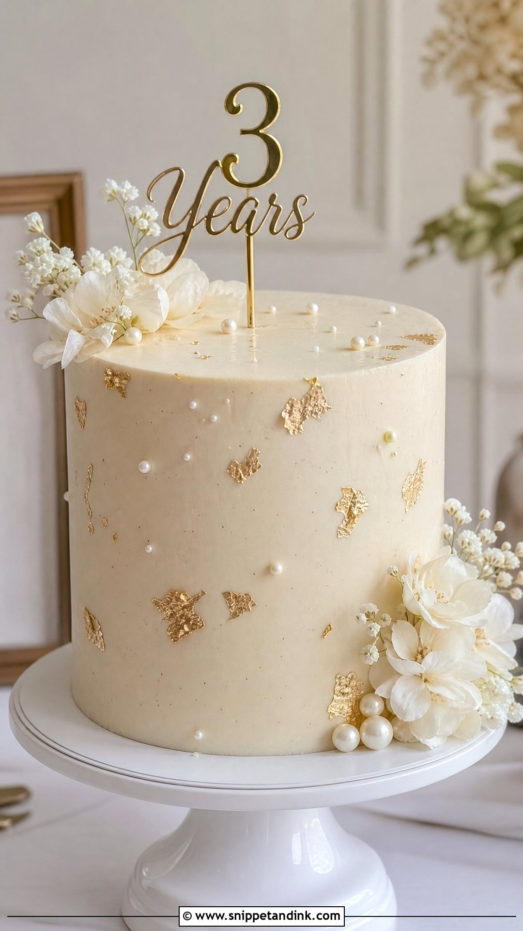 3 Year Anniversary Elegant Cake - Snippet and Ink - 25 3 Year Anniversary Cake Ideas
