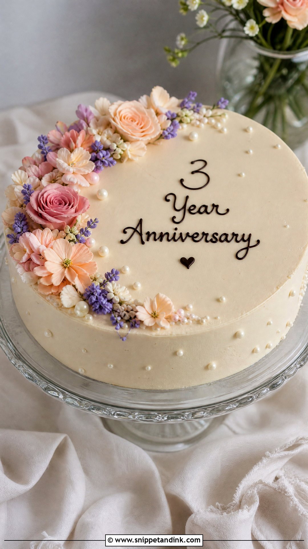 3 Year Anniversary Floral Cake - Snippet and Ink - 25 3 Year Anniversary Cake Ideas