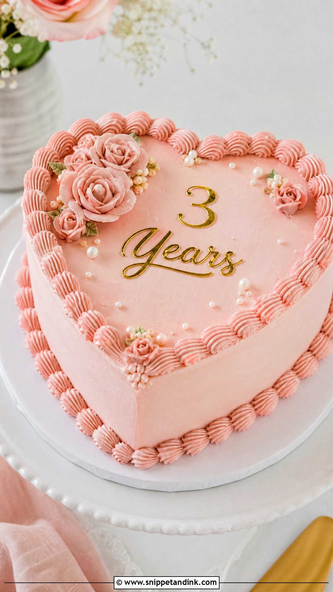 3 Year Anniversary Heart Cake - Snippet and Ink - 25 3 Year Anniversary Cake Ideas