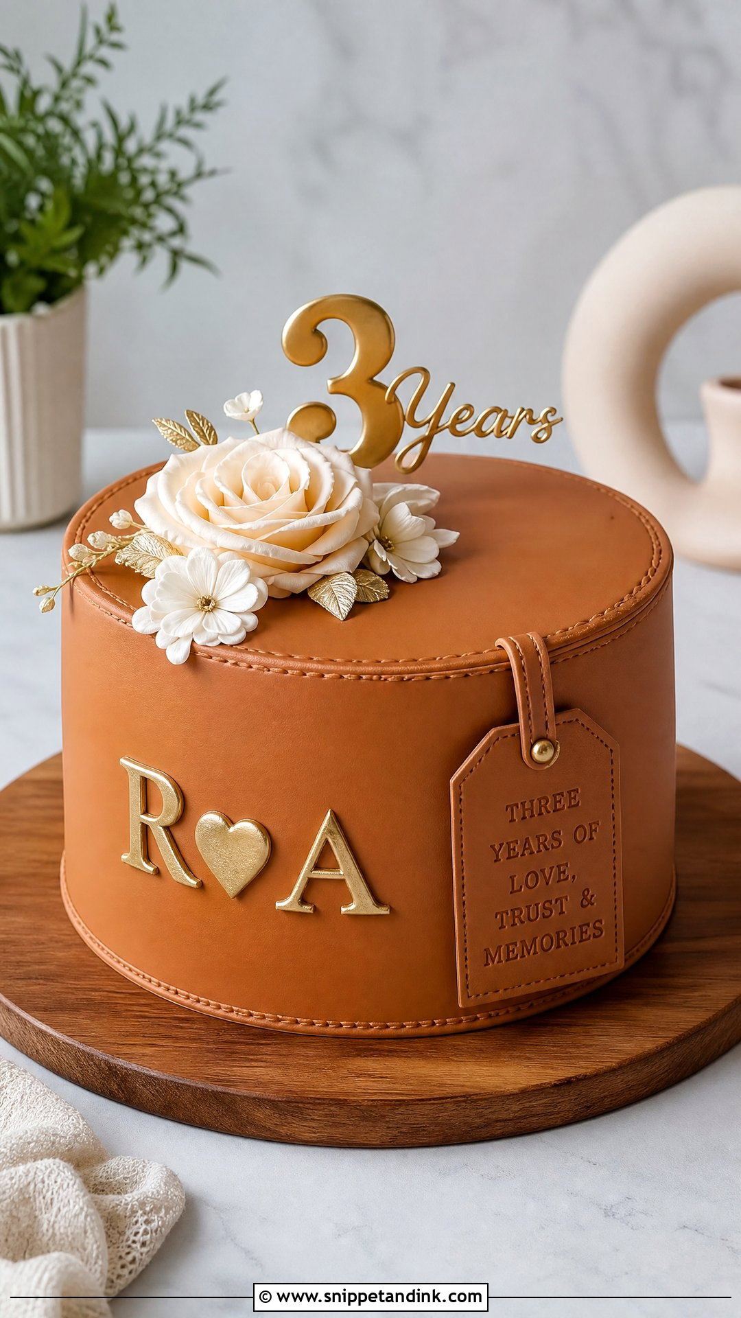 3 Year Anniversary Leather Theme Cake - Snippet and Ink - 25 3 Year Anniversary Cake Ideas