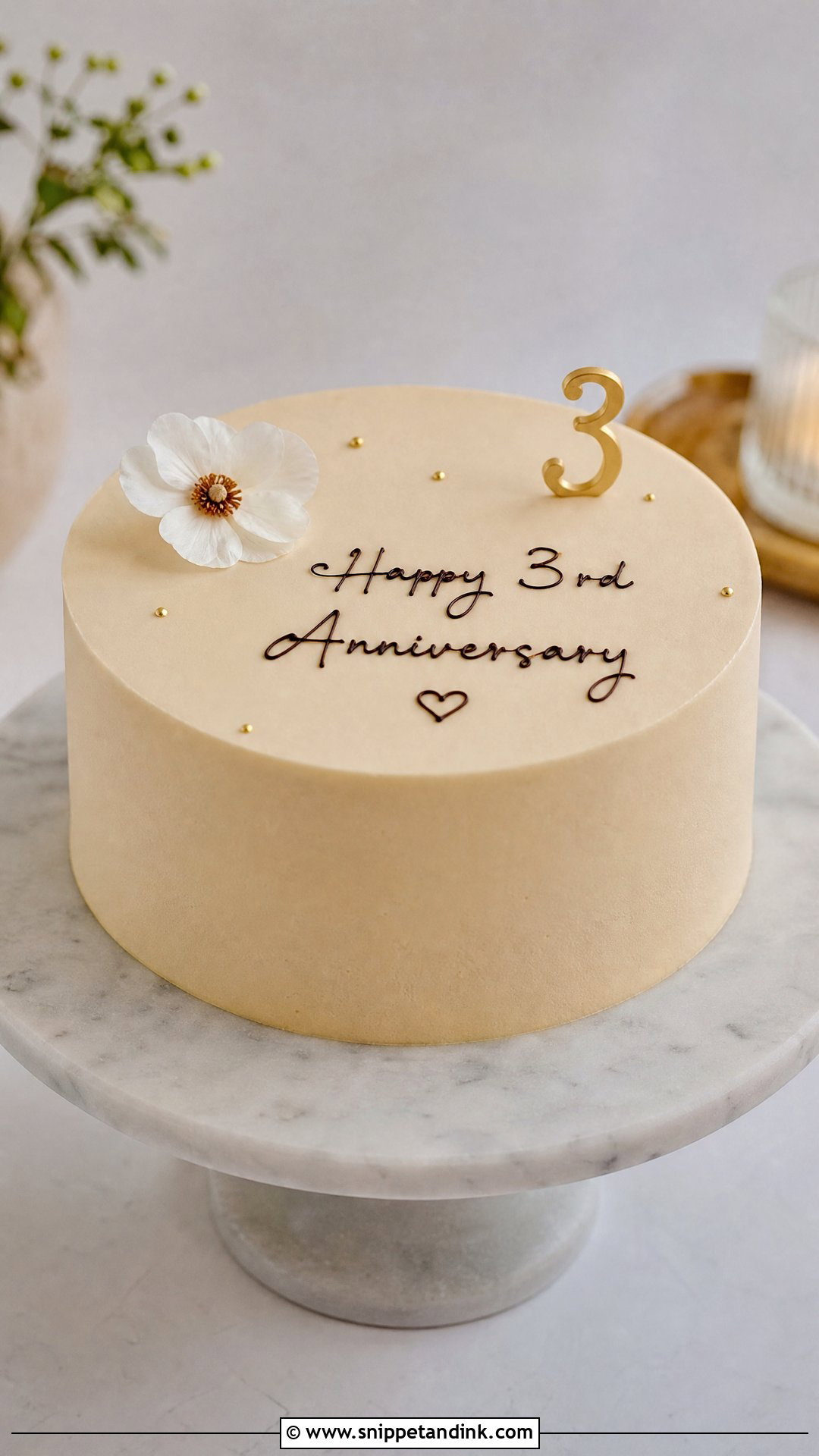 3 Year Anniversary Minimalist Cake - Snippet and Ink - 25 3 Year Anniversary Cake Ideas