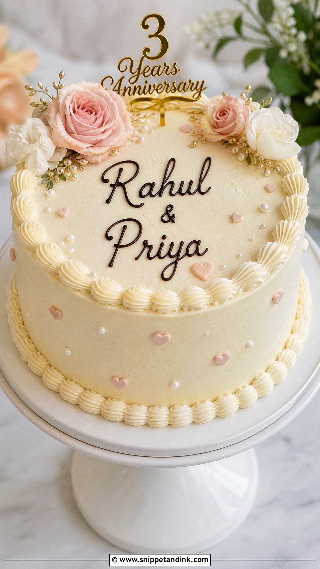 3 Year Anniversary Name Cake - Snippet and Ink - 25 3 Year Anniversary Cake Ideas