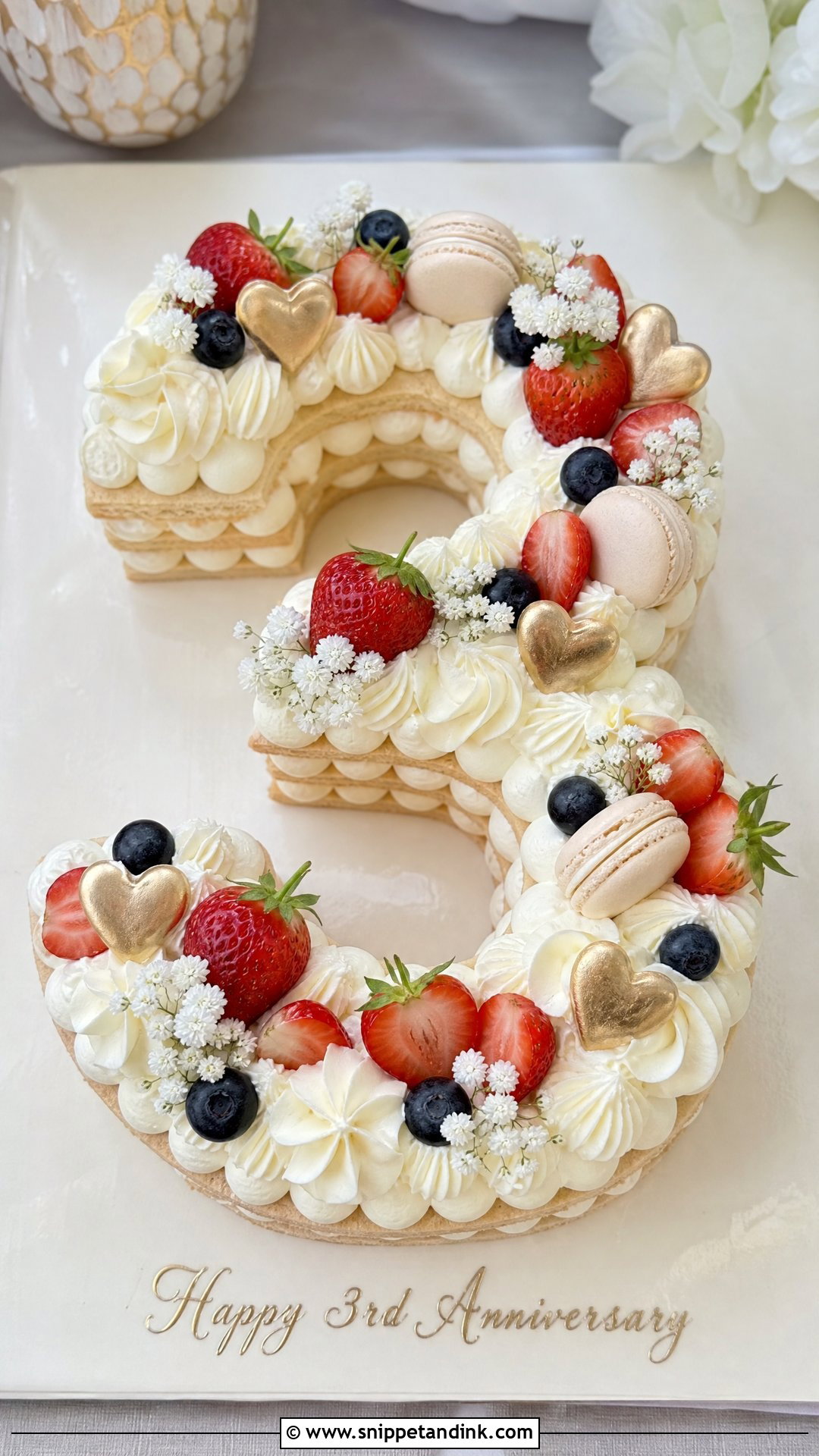 3 Year Anniversary Number Cake - Snippet and Ink - 25 3 Year Anniversary Cake Ideas