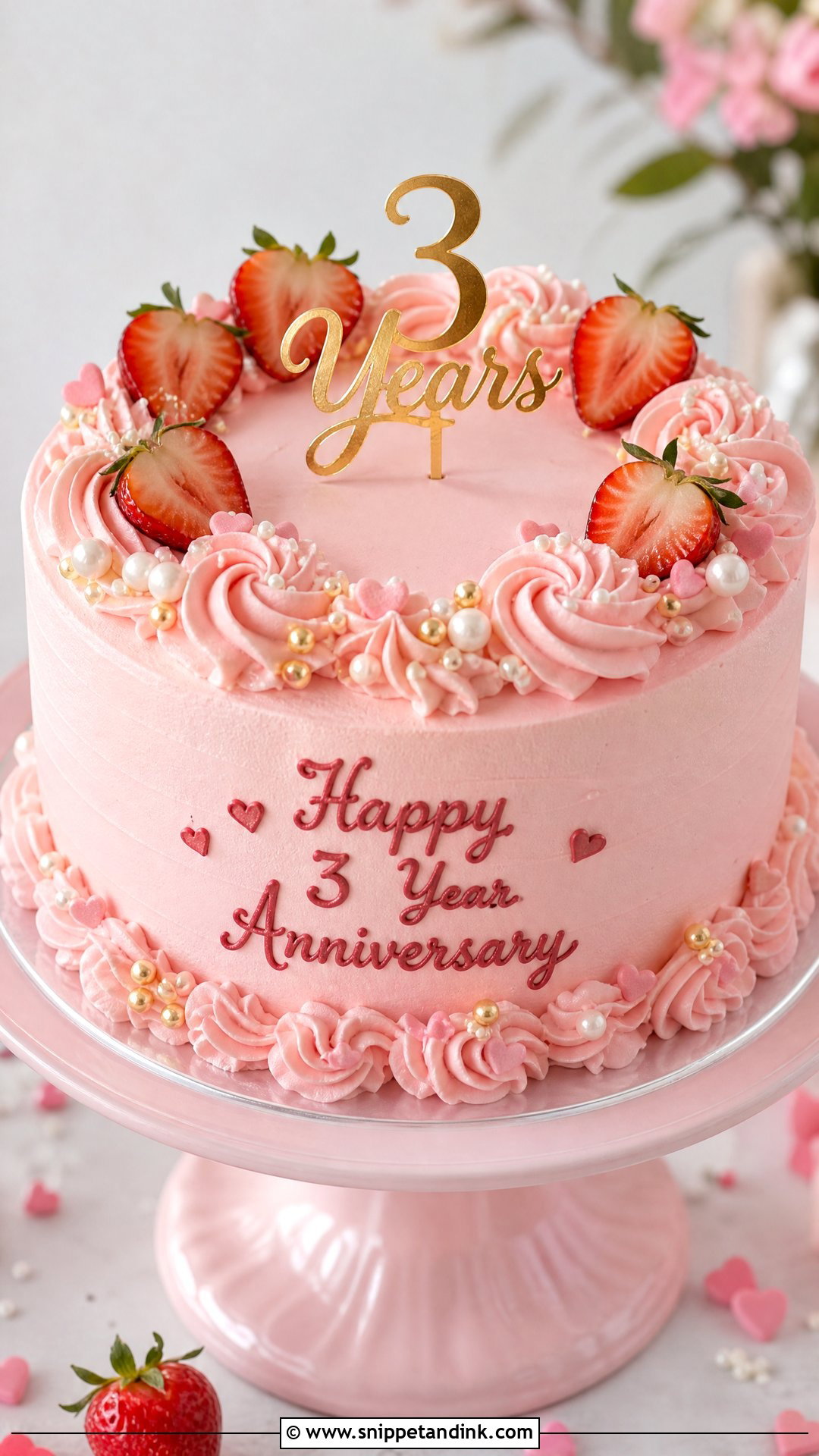 3 Year Anniversary Pink Cake - Snippet and Ink - 25 3 Year Anniversary Cake Ideas