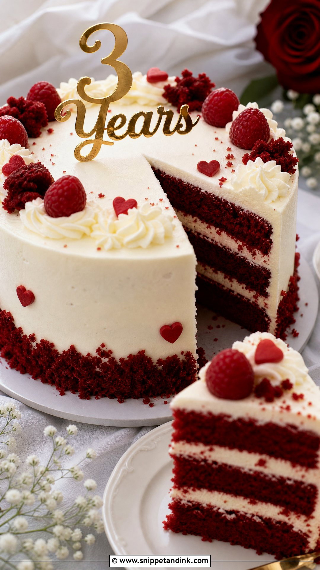 3 Year Anniversary Red Velvet Cake - Snippet and Ink - 25 3 Year Anniversary Cake Ideas