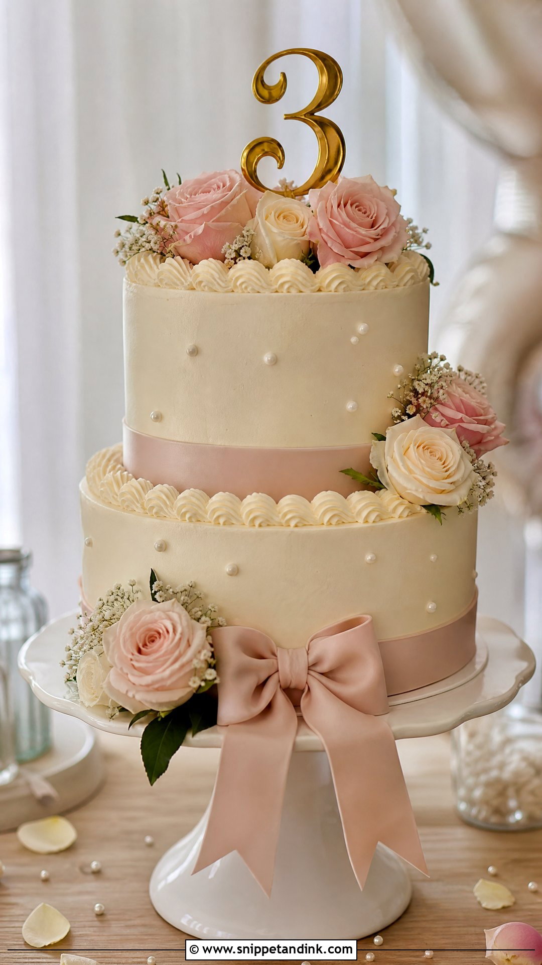 3 Year Anniversary Two Tier Cake - Snippet and Ink - 25 3 Year Anniversary Cake Ideas