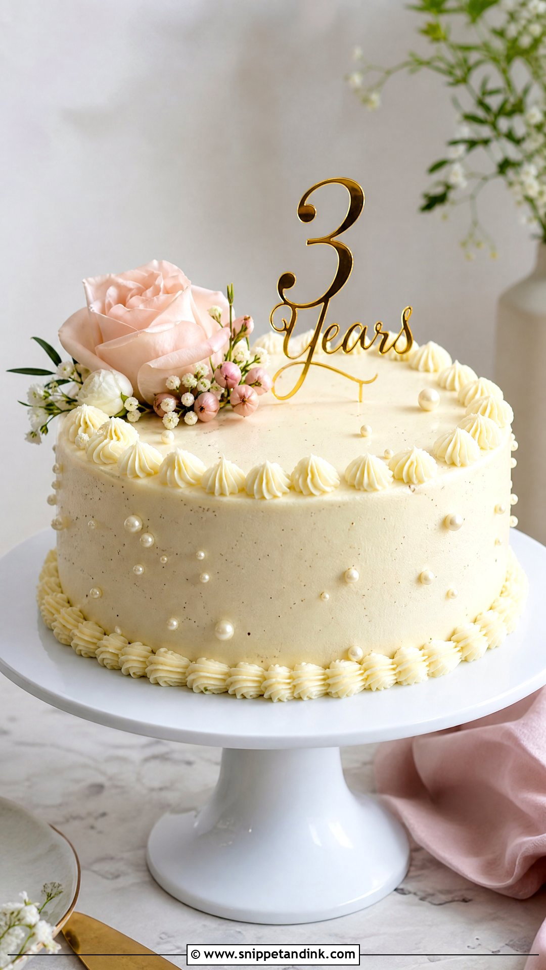 3 Year Anniversary Vanilla Cake - Snippet and Ink - 25 3 Year Anniversary Cake Ideas