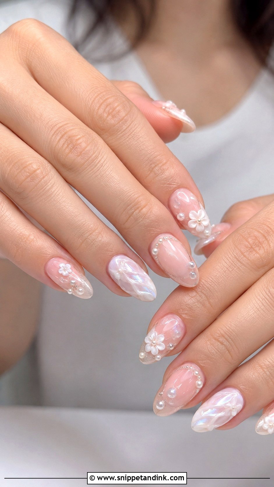 3D Blush Pink Wedding Nails - Snippet and Ink - 20 3D Wedding Nails