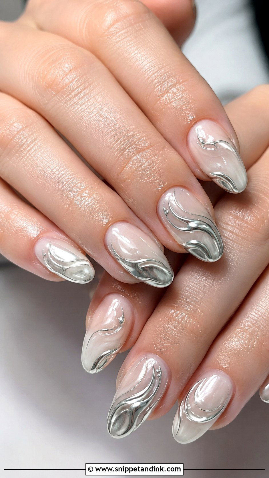 3D Chrome Wedding Nails - Snippet and Ink - 20 3D Wedding Nails