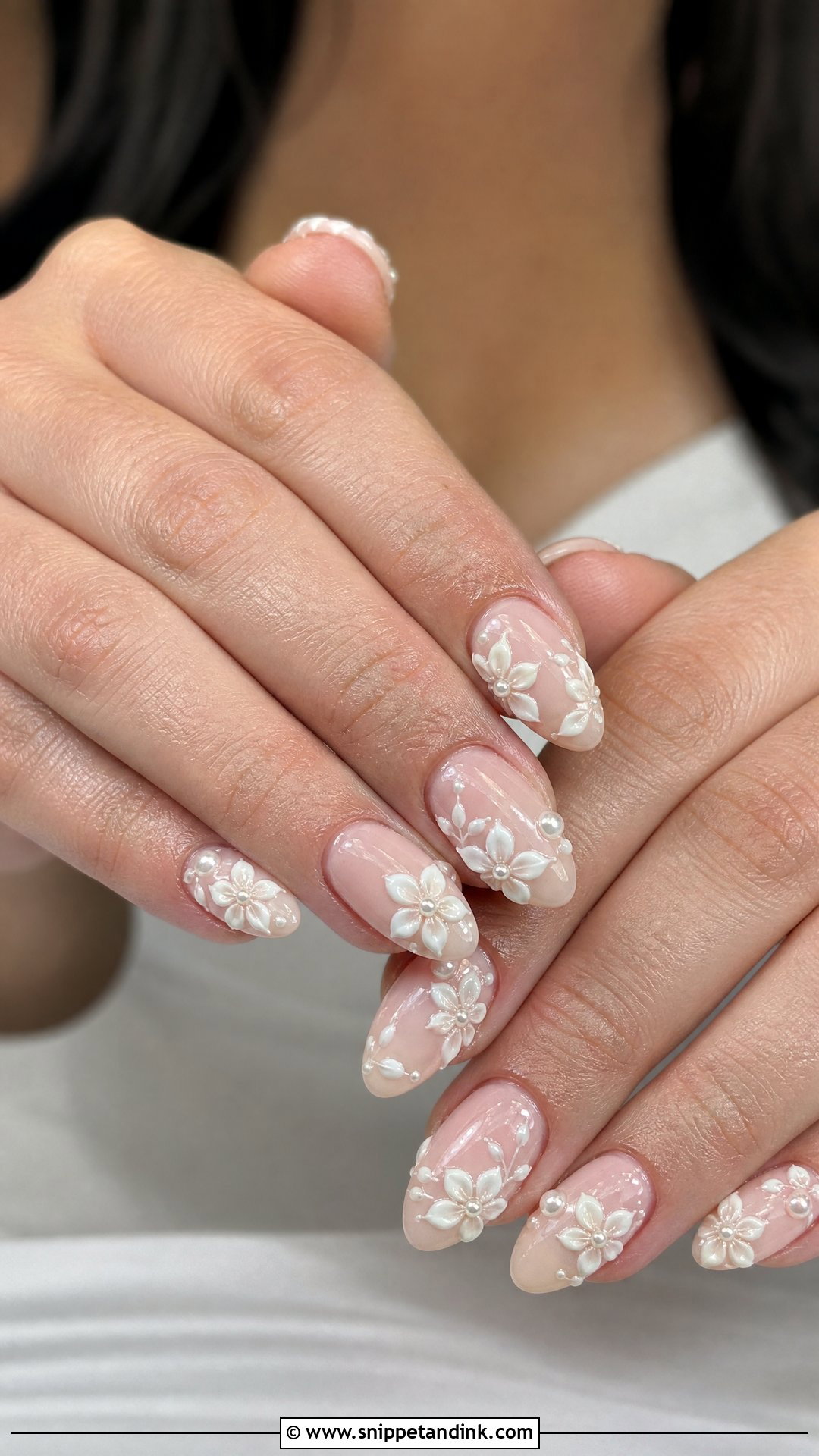 3D Floral Bridal Nails - Snippet and Ink - 35 Classy Bridal Wedding Nails for Bride