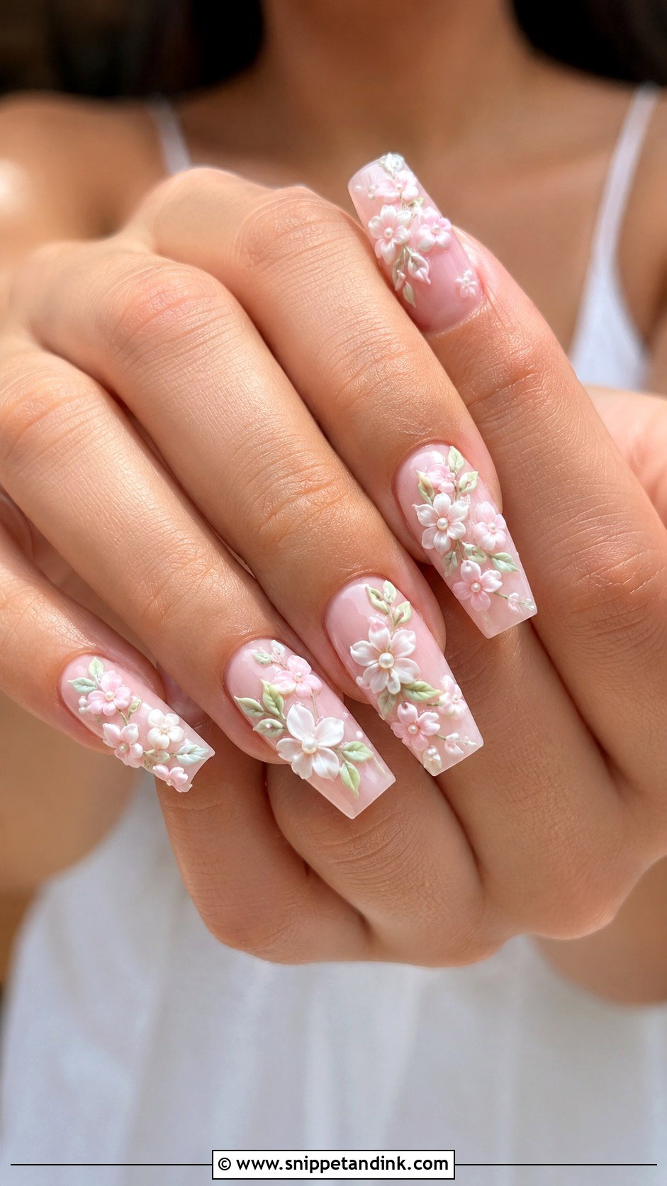 3D Floral Wedding Nails - Snippet and Ink - 20 Funky Wedding Nails