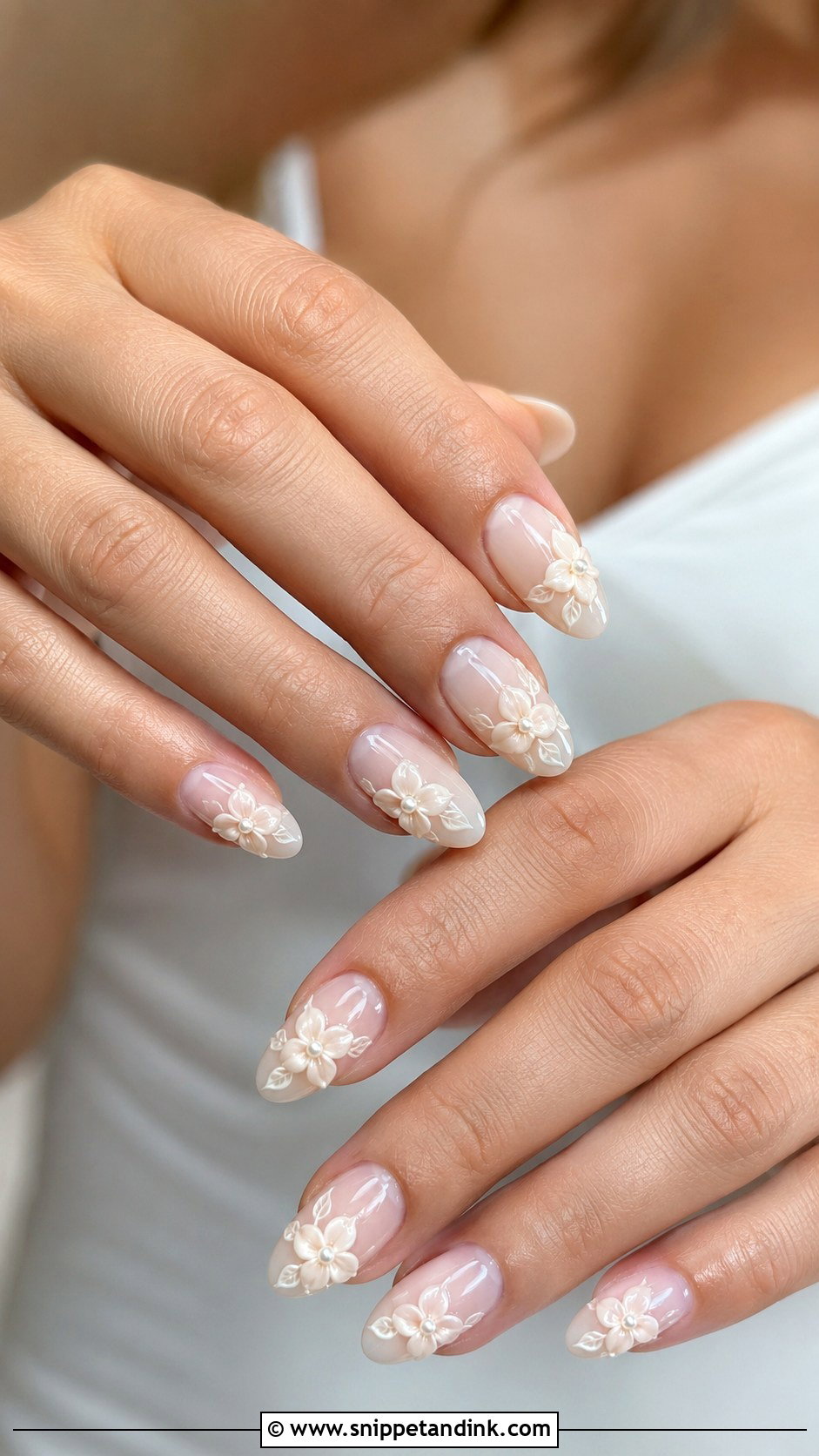 3D Floral Wedding Nails - Snippet and Ink - 20 Wedding Nails 2025 Trends