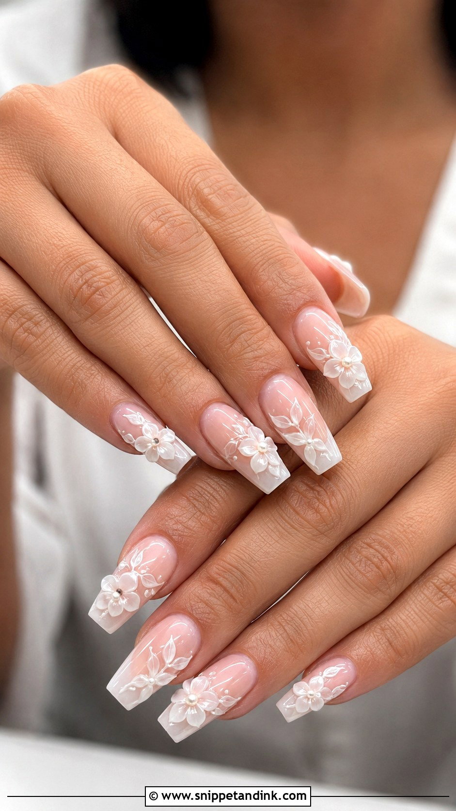 3D Floral Wedding Nails - Snippet and Ink - 20 Floral Wedding Nails for Bride