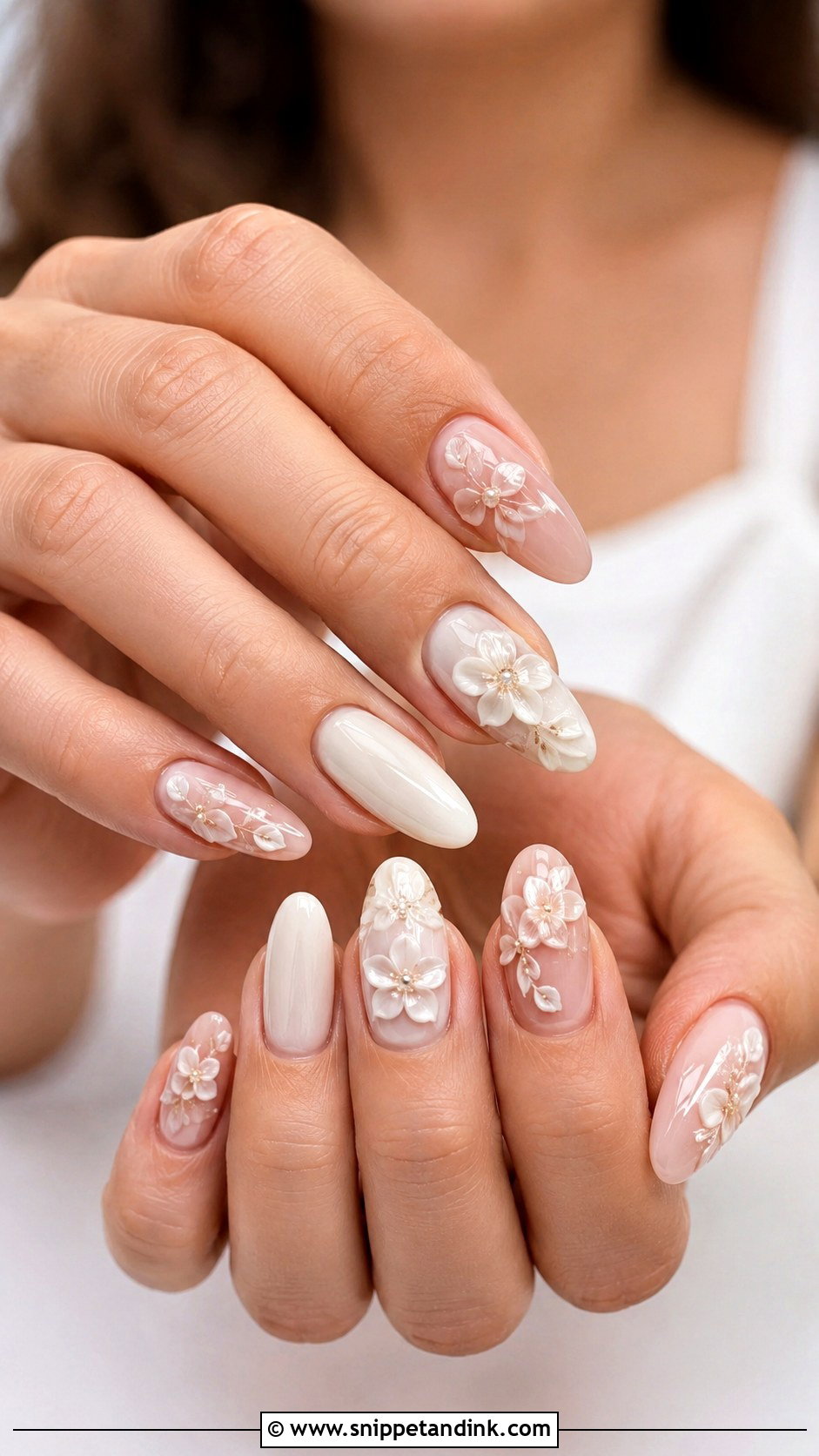 3D Flower Bridal Nail Extensions - Snippet and Ink - 20 Bridal Nail Extensions Brides Ideas